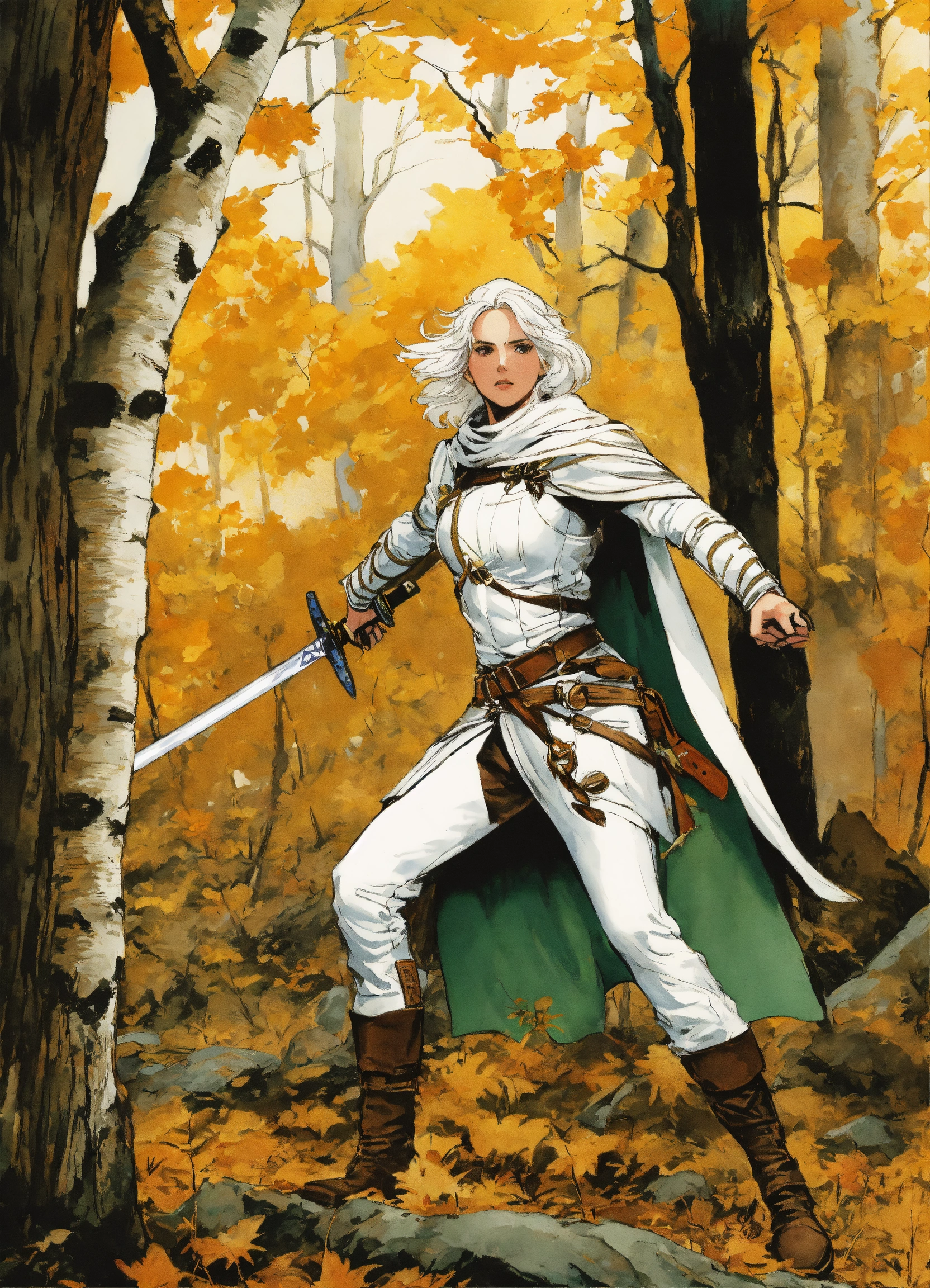 Lexica - Illustration of a White haired female medieval Military ...