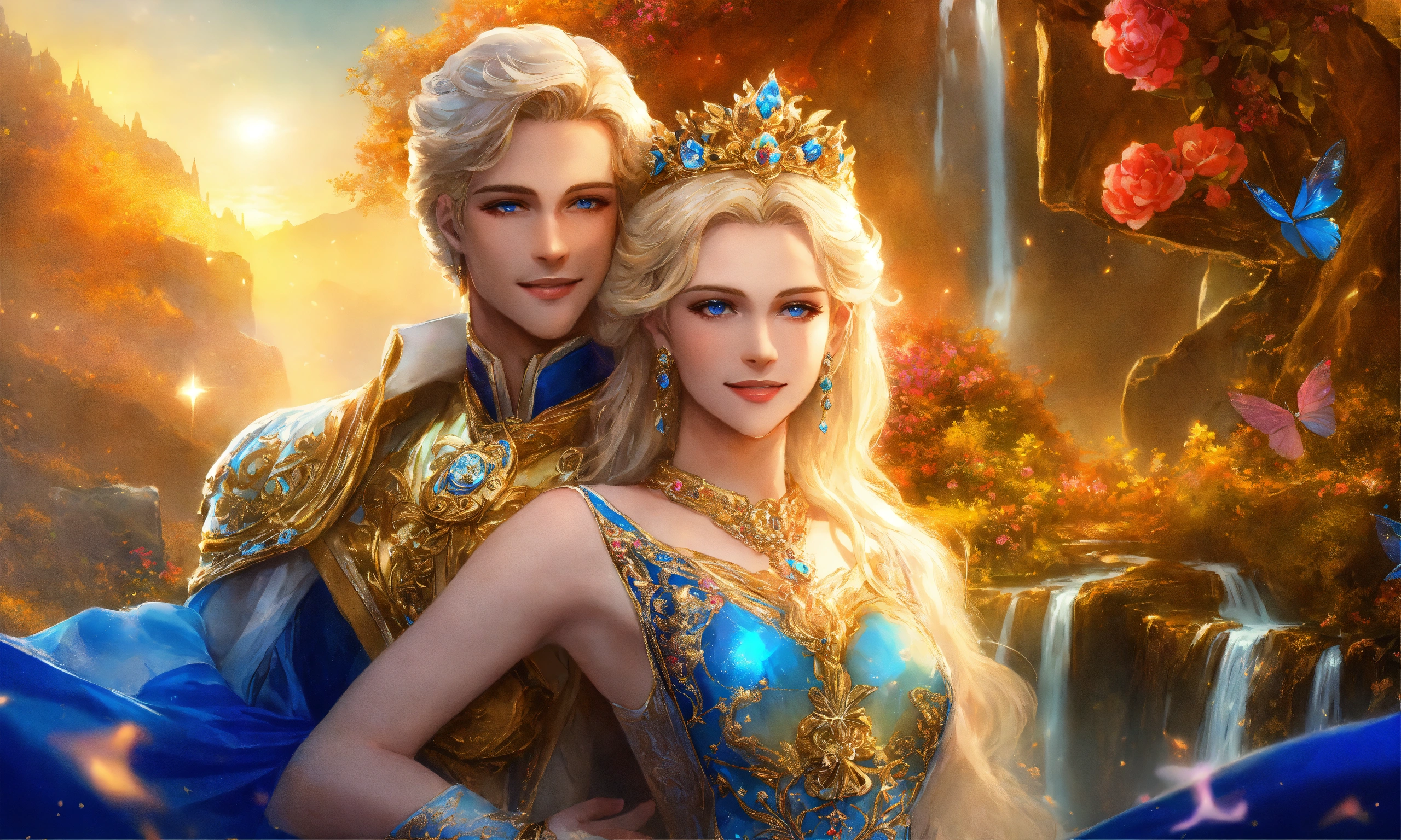 Lexica - Beautiful prince and princess of the stars smiling blonde with ...