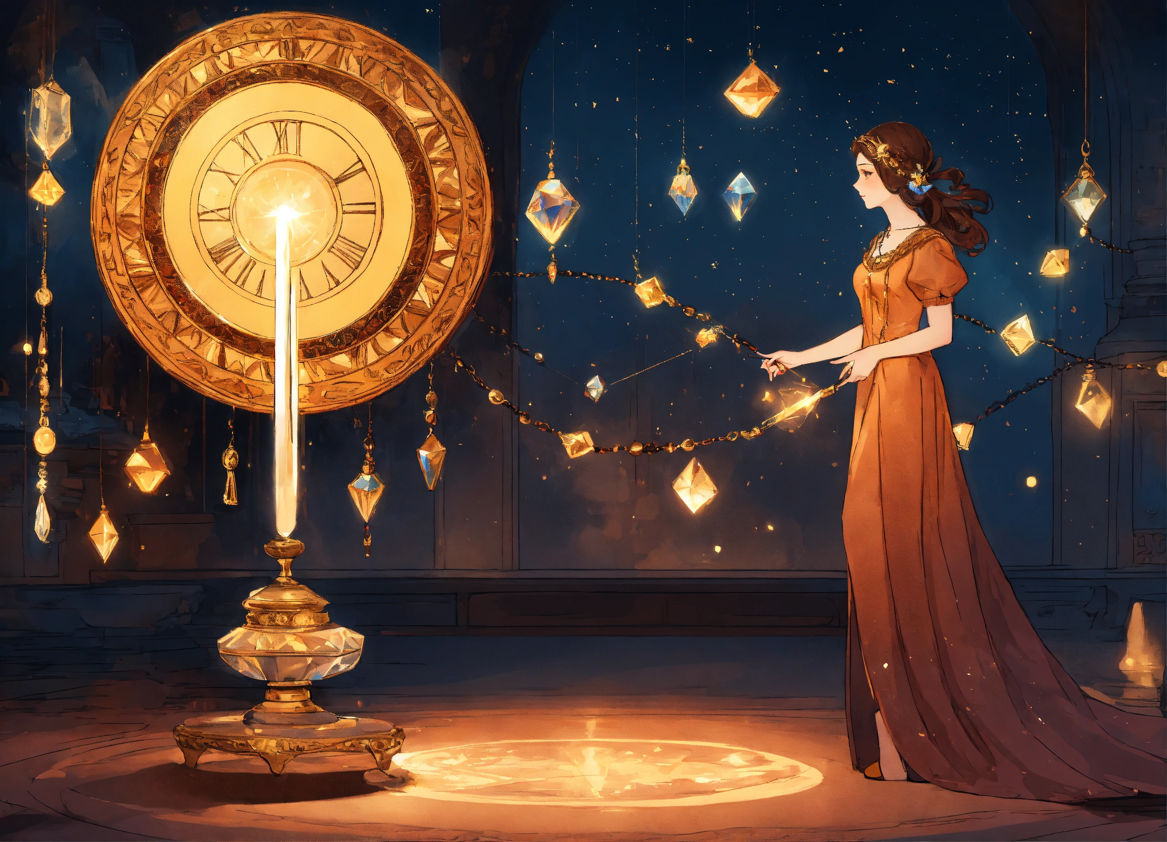 Lexica - Illustration of a woman with a crystal pendulum