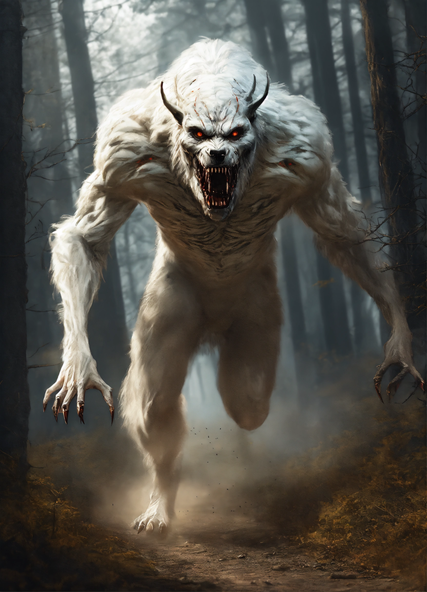Lexica - Terrifying White SKINWALKER Running In Ultra Realistic Style