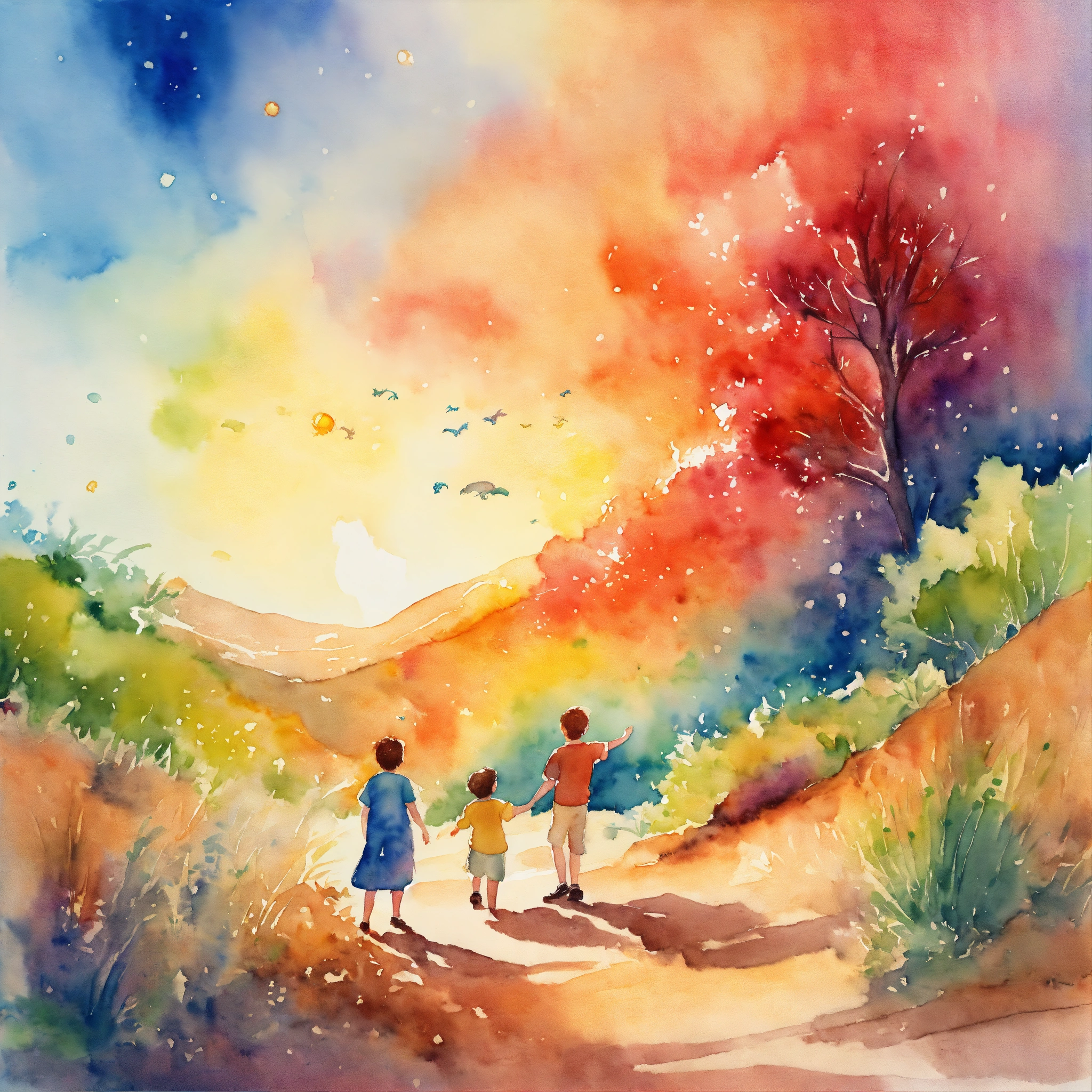 Lexica Watercolor Art Illustration Of A Joyful Scene Depicting The Discovery Of God Vibrant