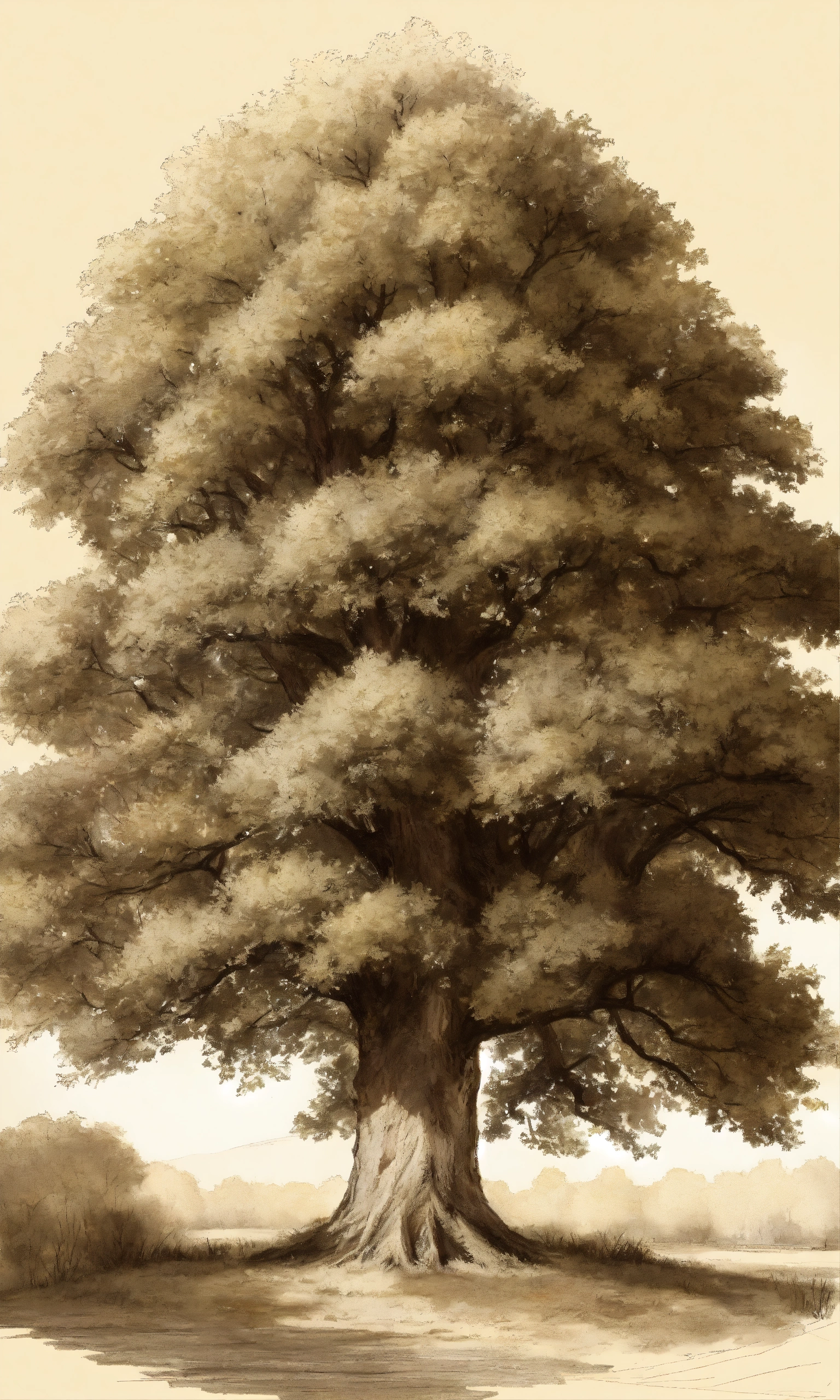 Lexica - Sketch of a big and ancient chestnut tree