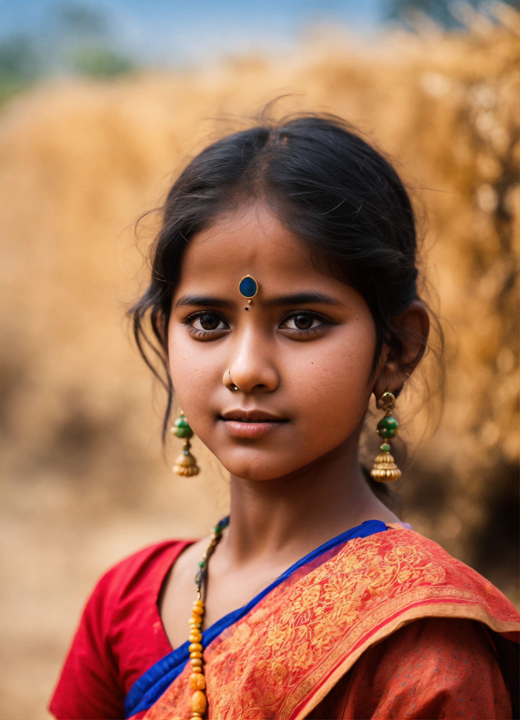 Lexica Close view of Indian Rural girl blur background