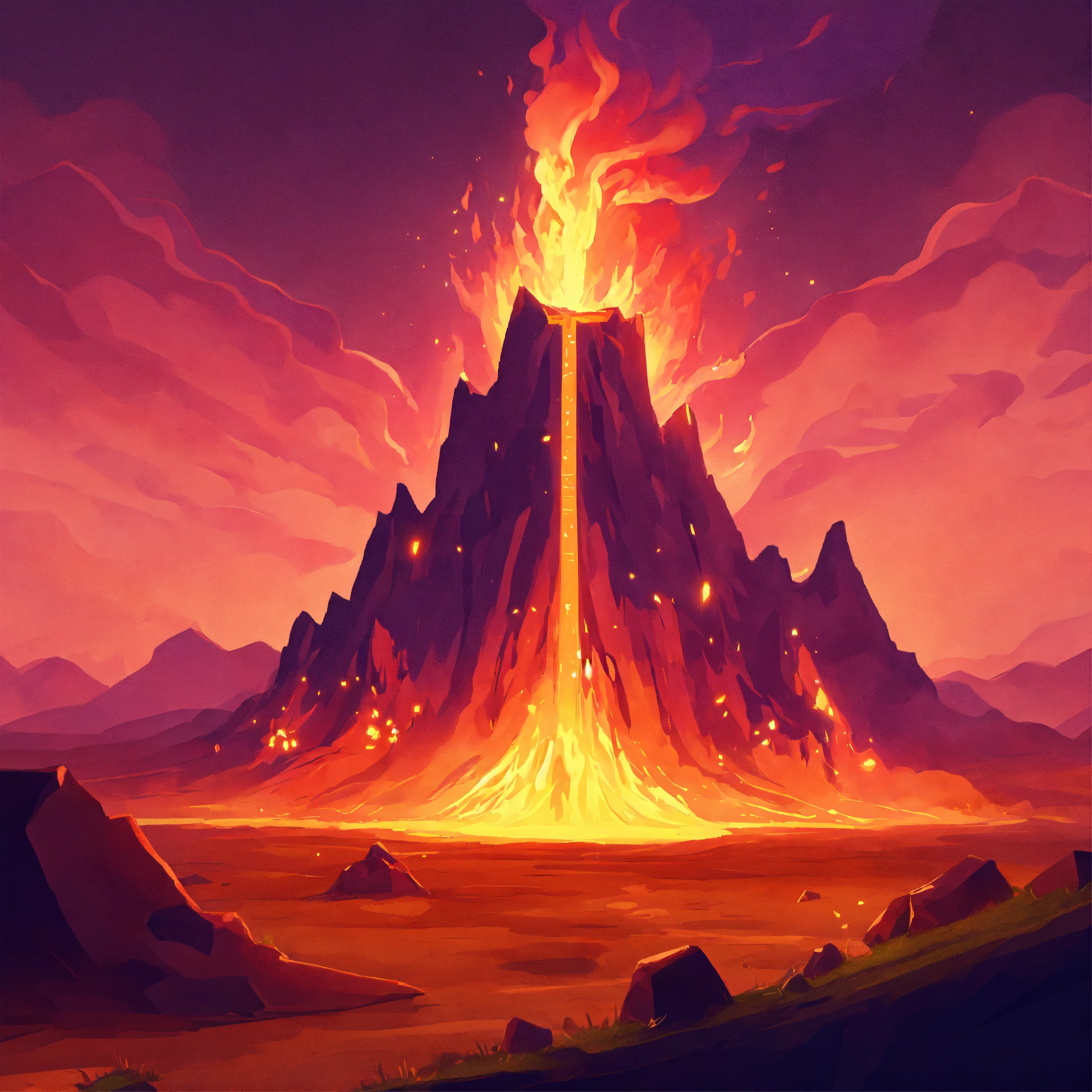 Lexica - Spell ground eruption, game icon, stylized, simple design ...