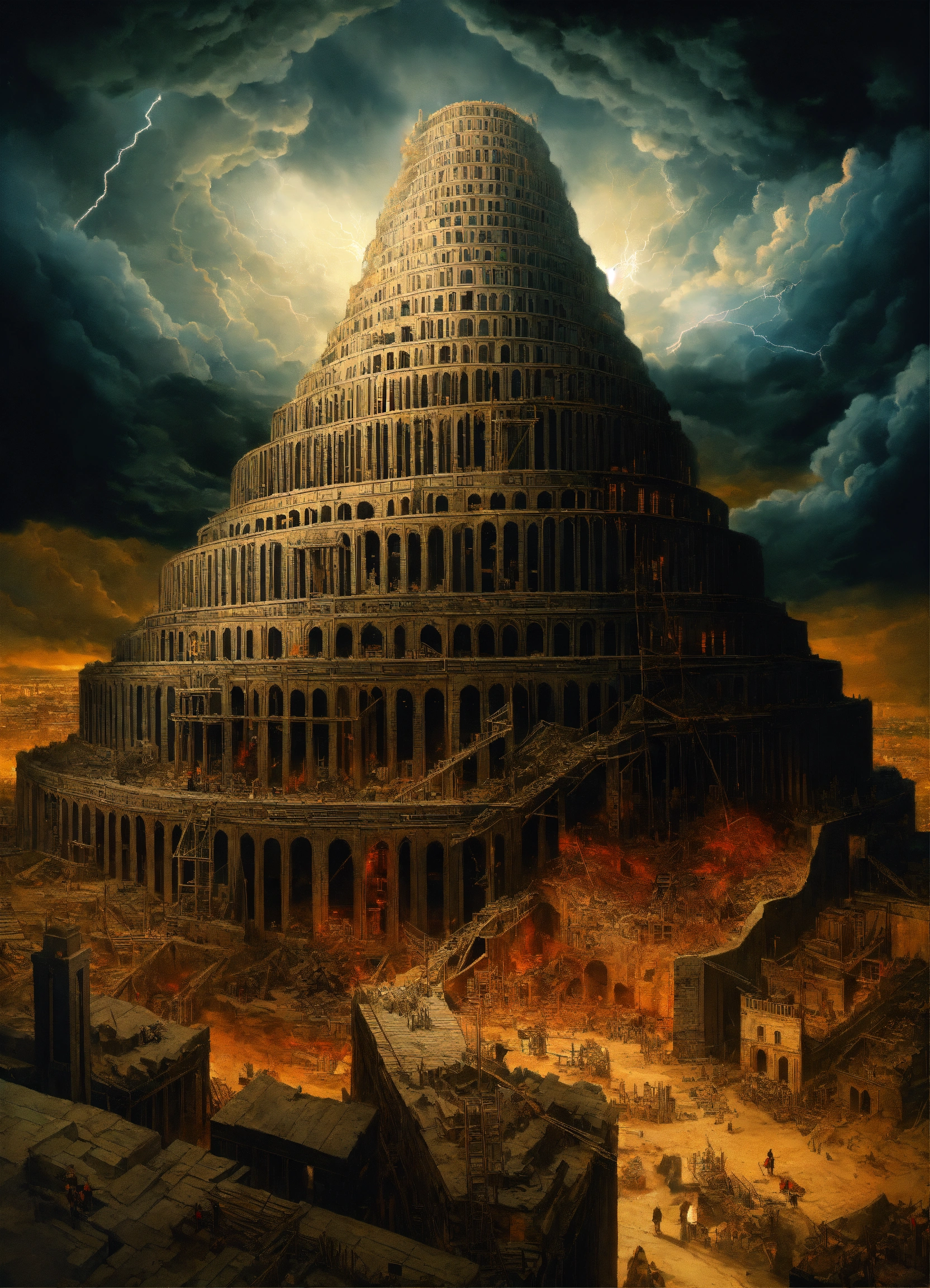 Lexica - Construction of the Tower of Babel, sharp color, intricately ...