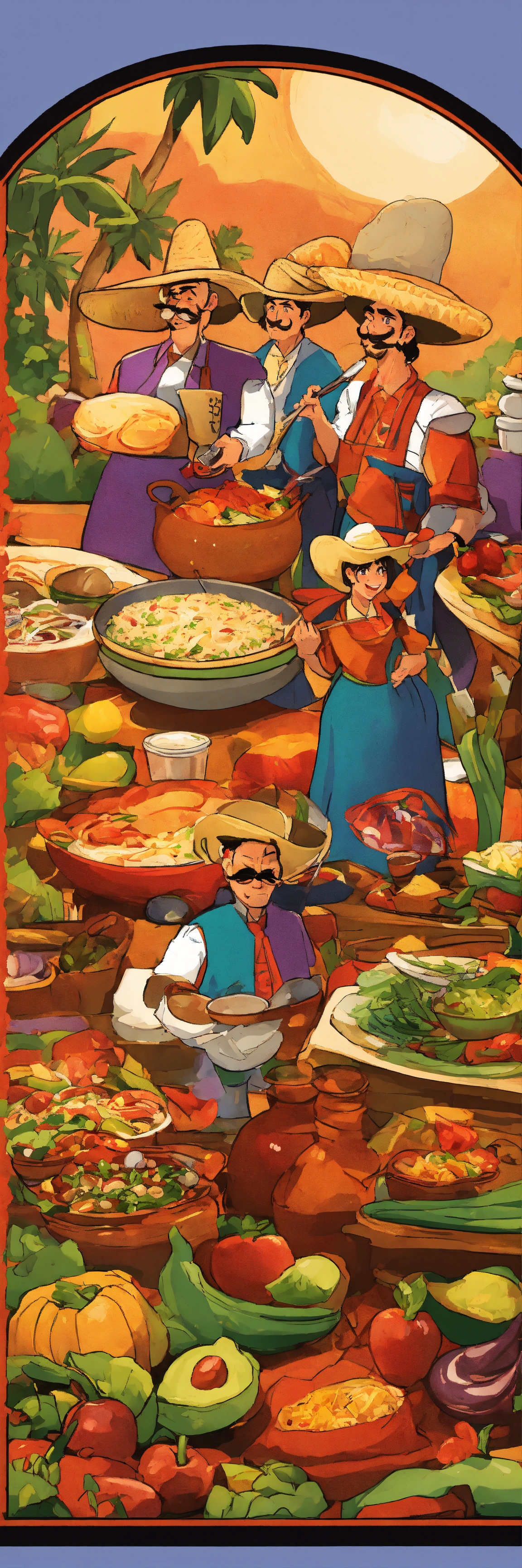 Lexica - Mexican los abuelos cooking cartoon menu cover