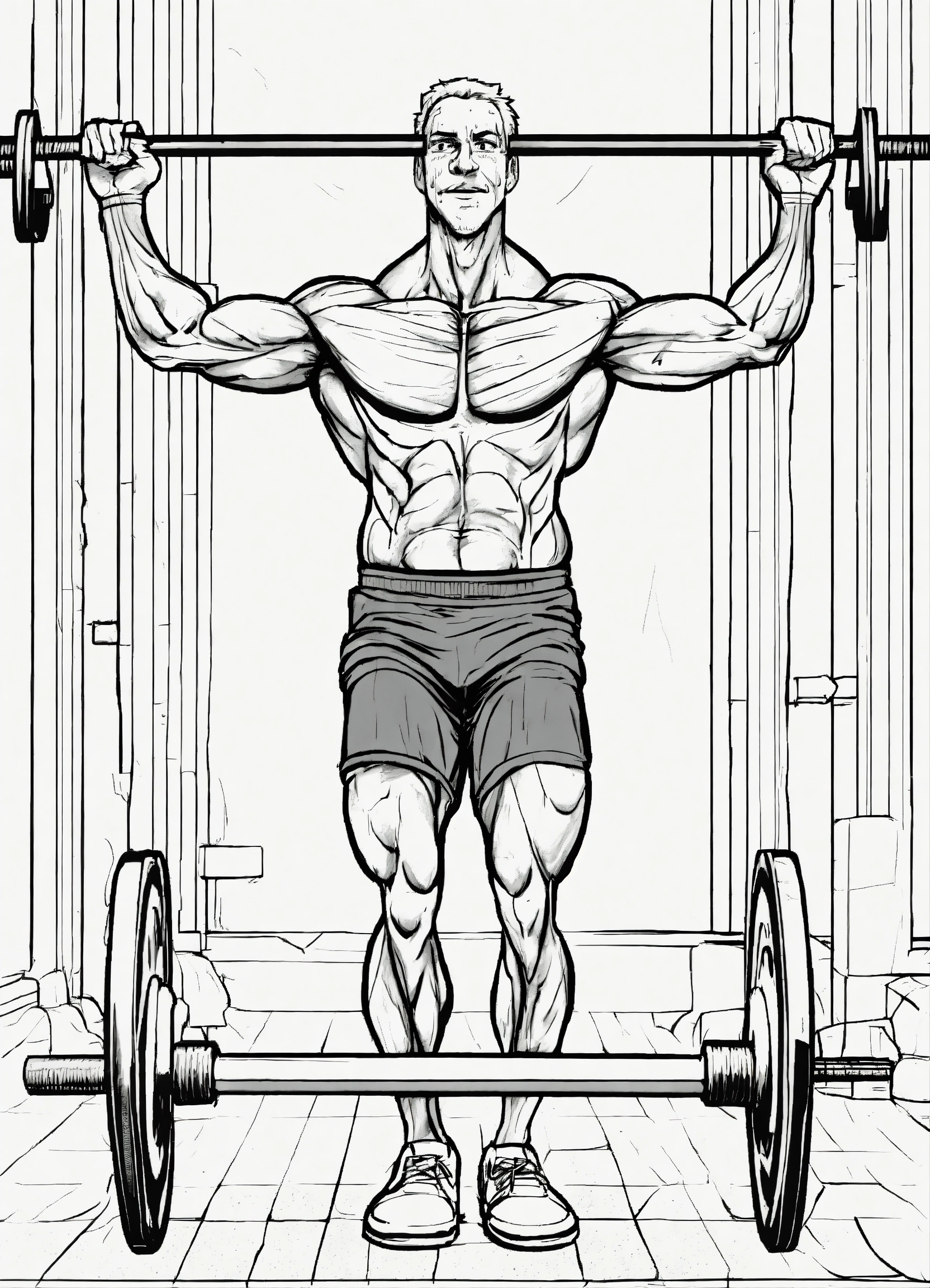 Lexica - Full body Turkey lifting weights over head and sweating ...