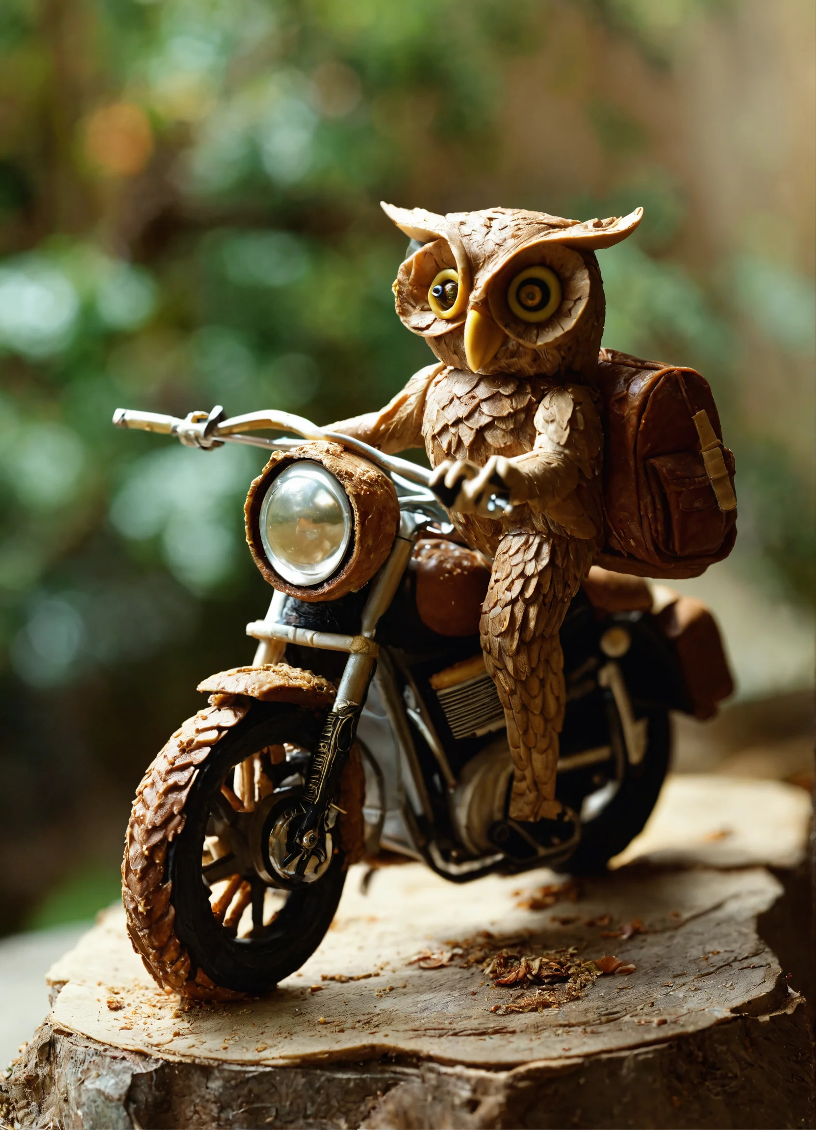 Lexica - An owl made of torten riding a motorbike