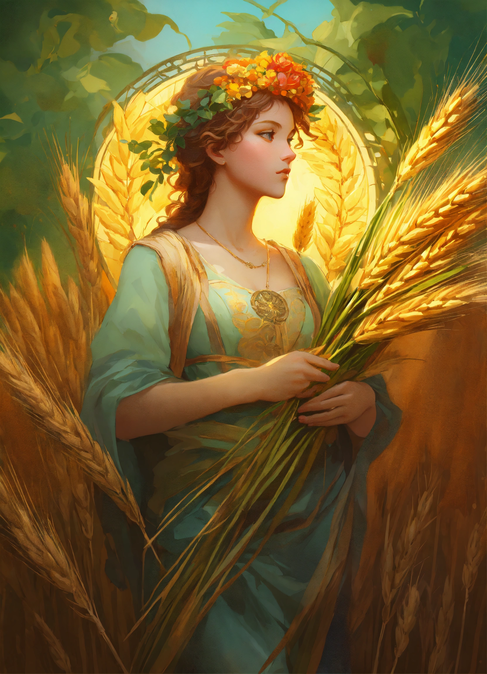 Lexica - Demeter with wheat and Cornucopia, art by artgerm and greg ...