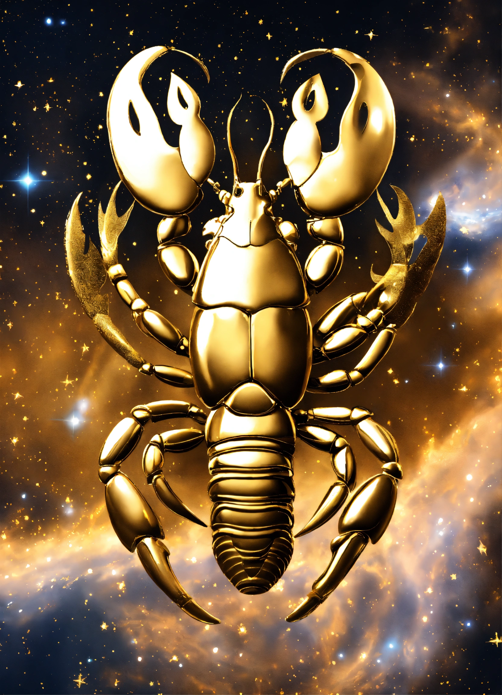 Lexica Gold and white lobster, zodiac sign, white, gold, universe