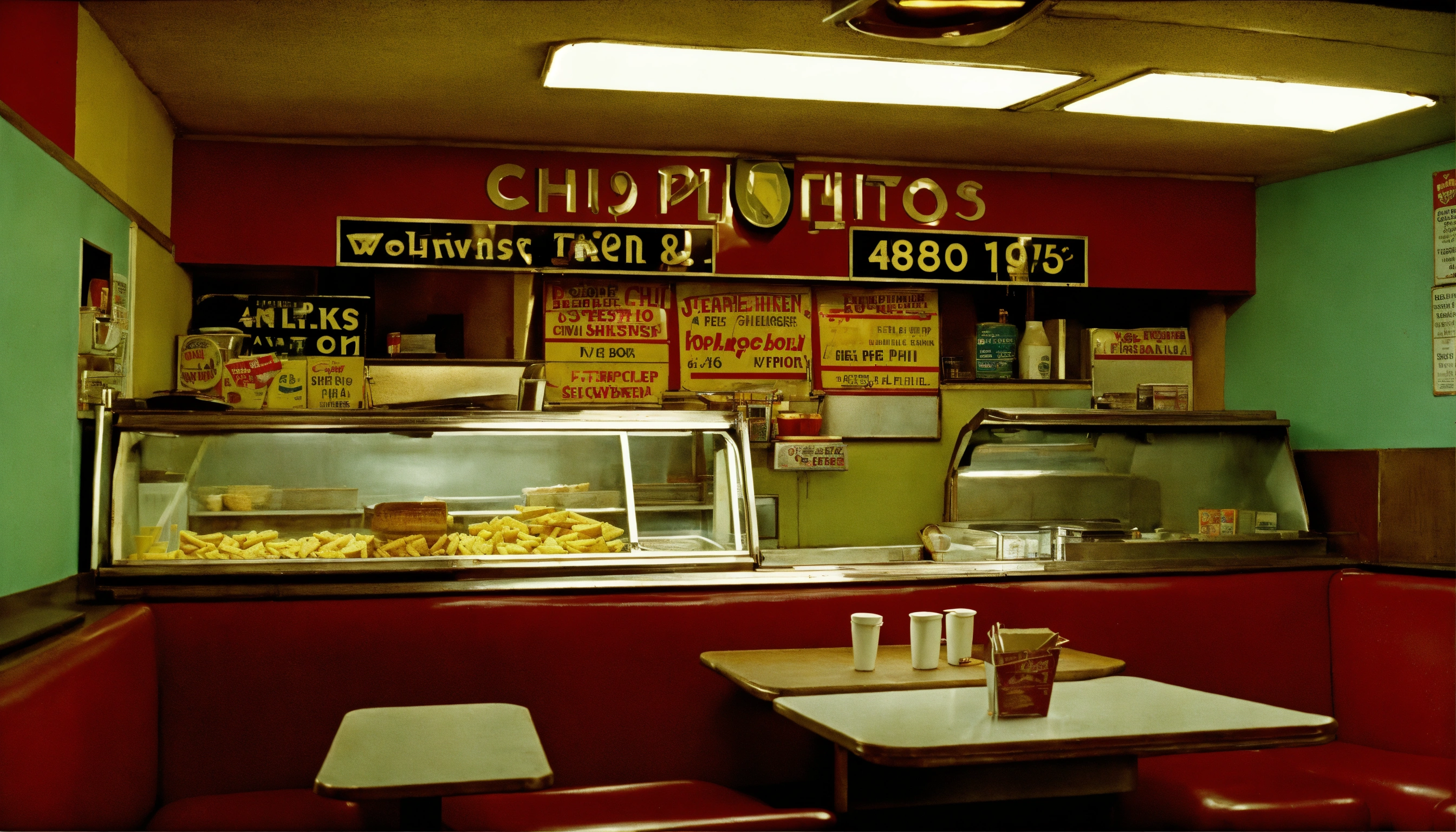 Lexica - Vintage glasgow chip shop interior by William eggleston