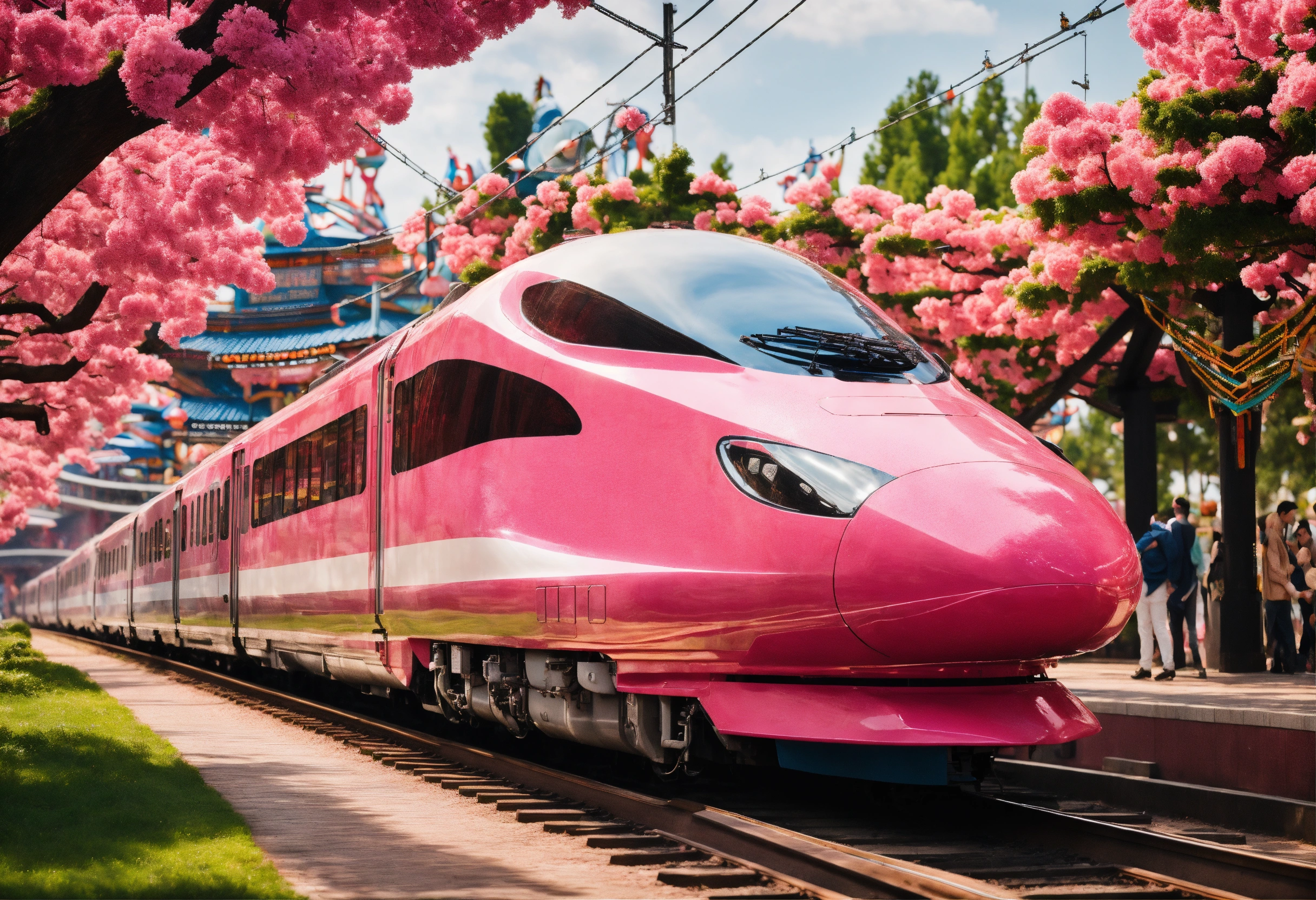 Lexica - High quality,quality8k,Pink bullet train running through ...