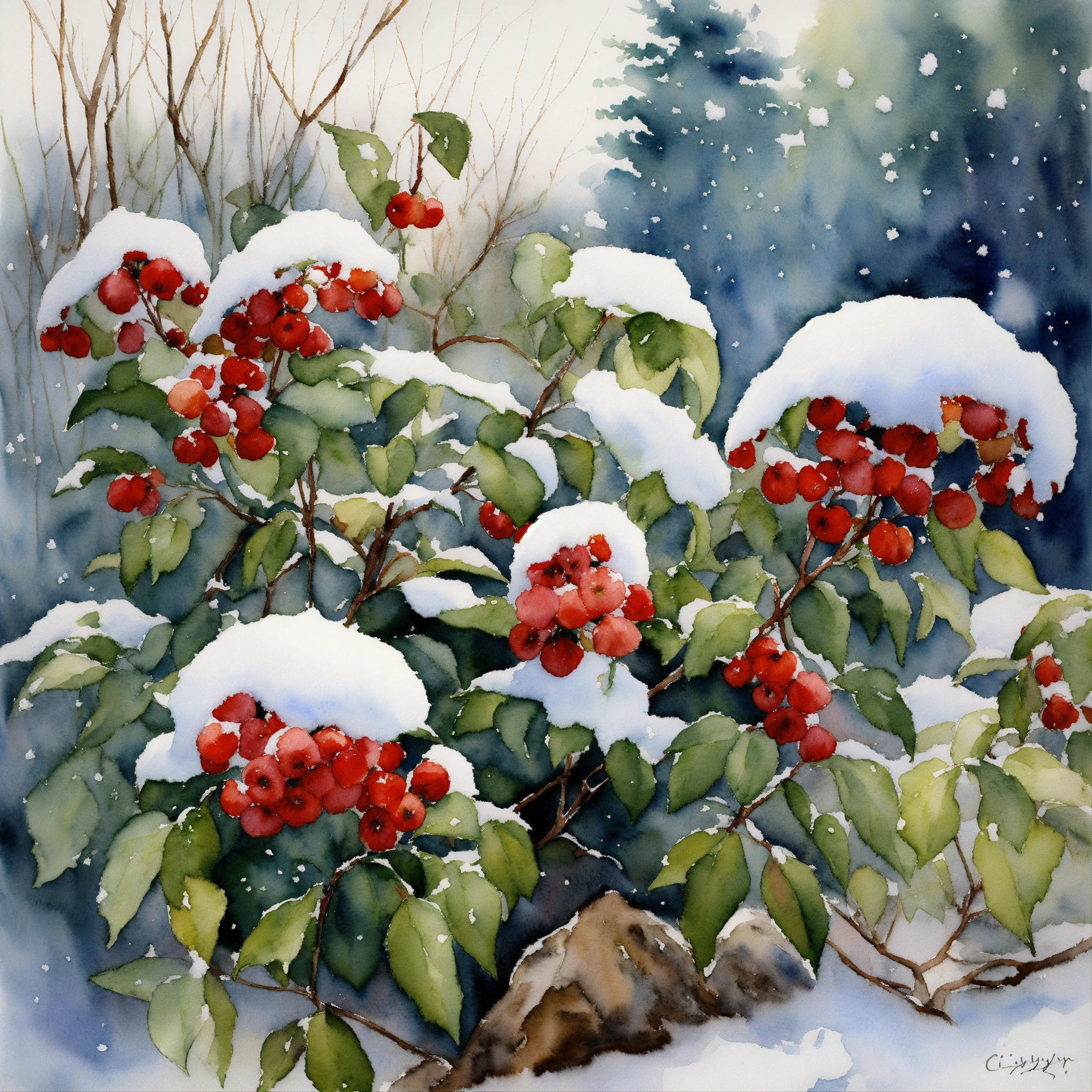 Lexica - White background, a bush covered with snow, realism, sharp ...