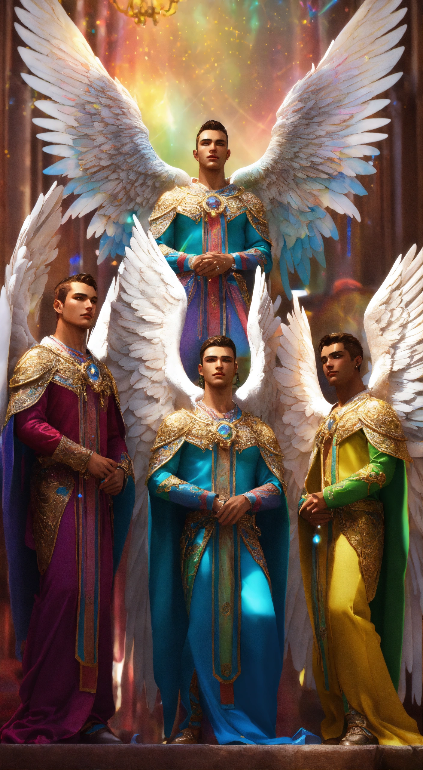 Lexica - Group of 7 beautiful and perfect male Angels, detailed and ...
