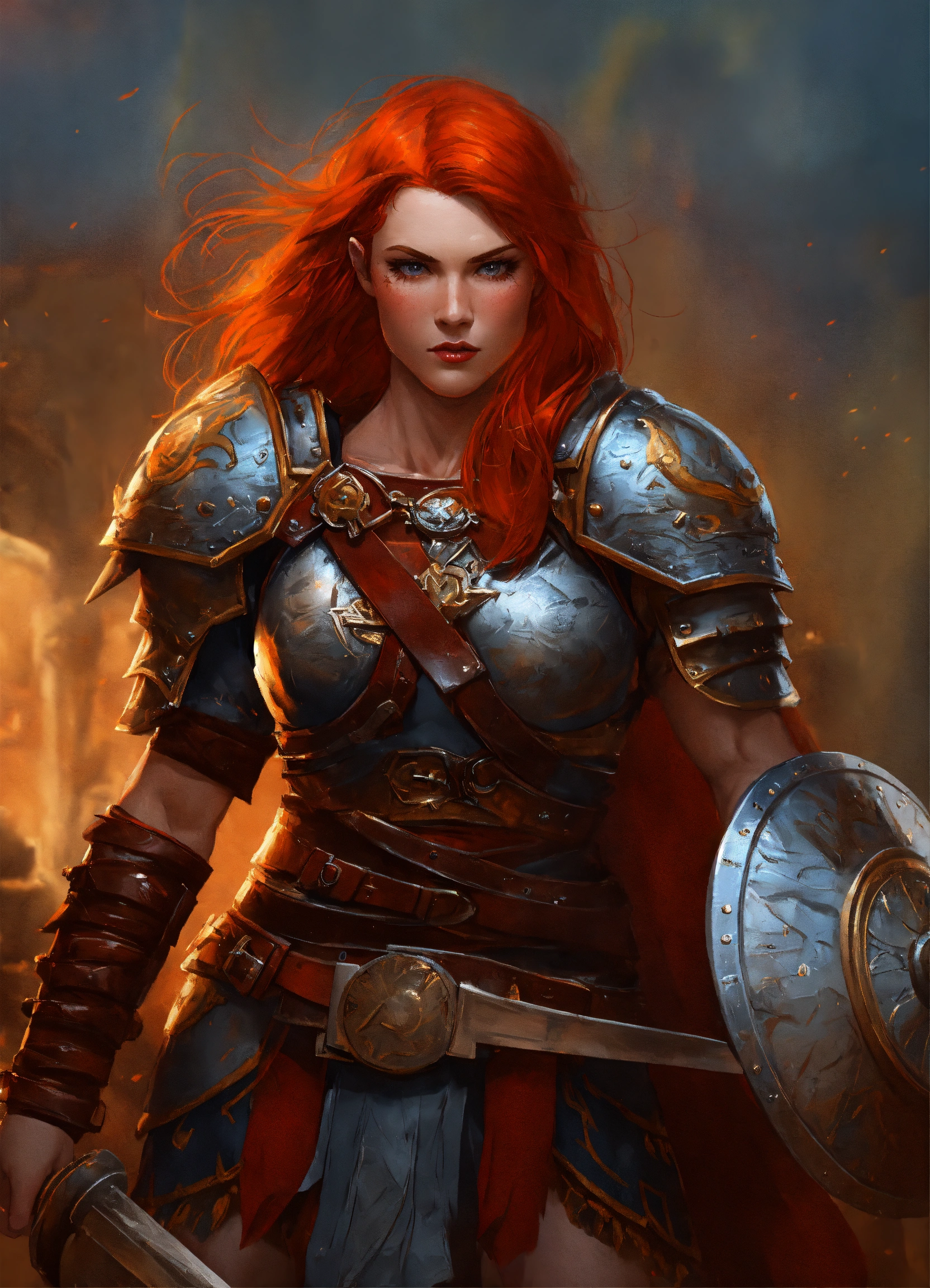 Lexica - Red head, female gladiator, warrior, tall, muscular, broad ...