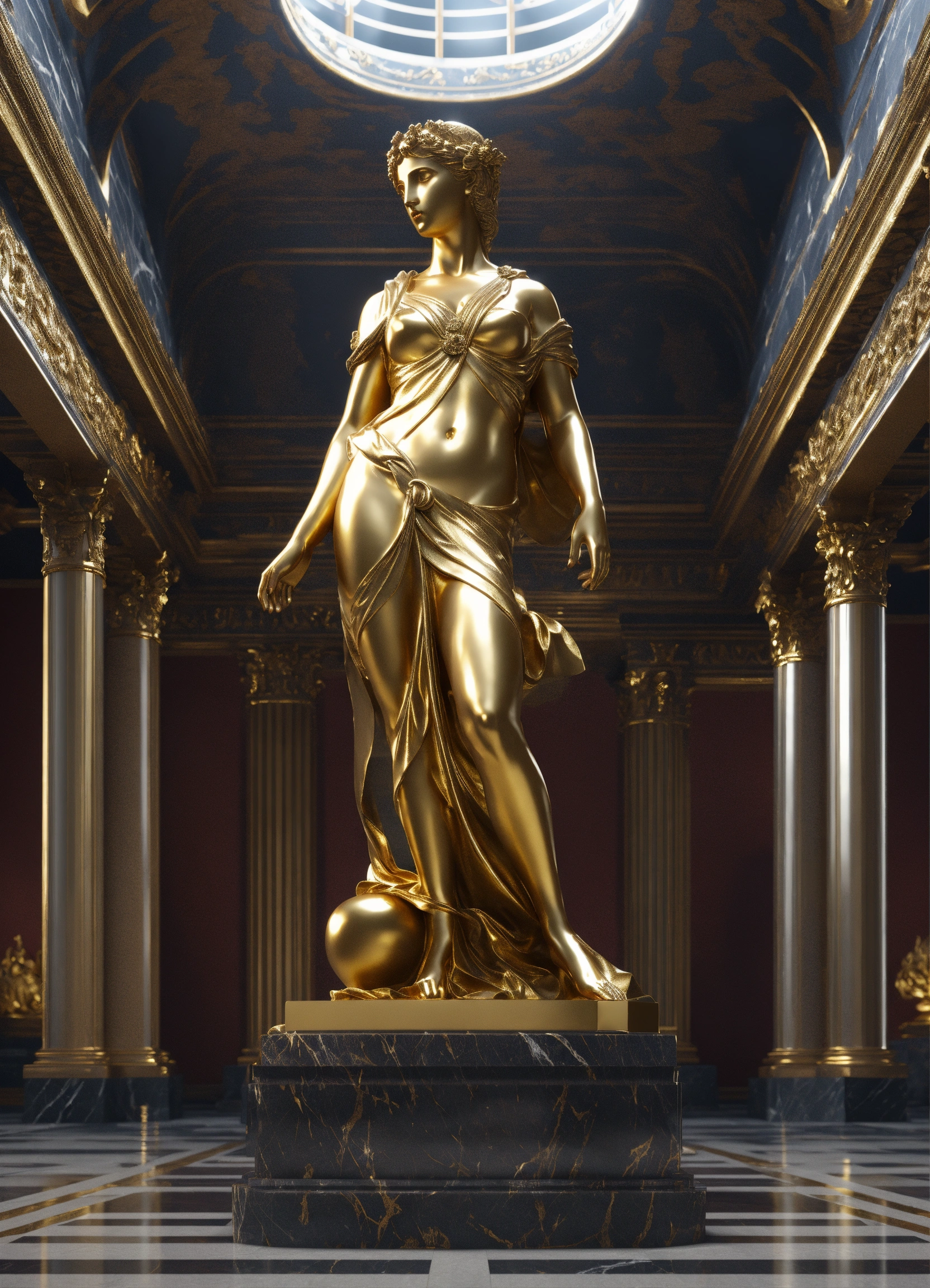 Lexica - A statue from a greek goddess statue, dark marble, gilded, 8k ...