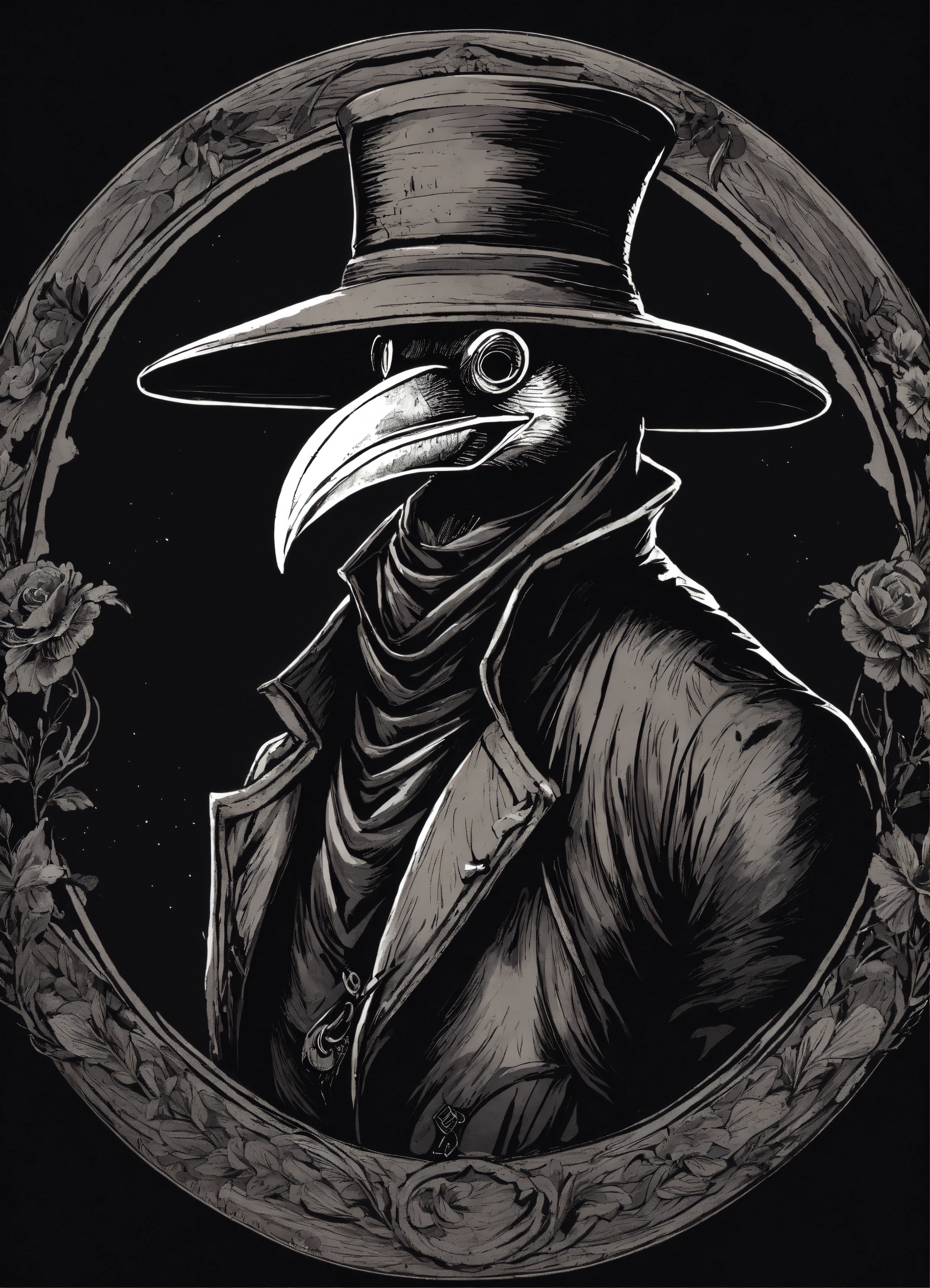 Lexica - ILLUSTRATION OF A BLACK PLAGUE DOCTOR WITH THE BEAK MASK ...