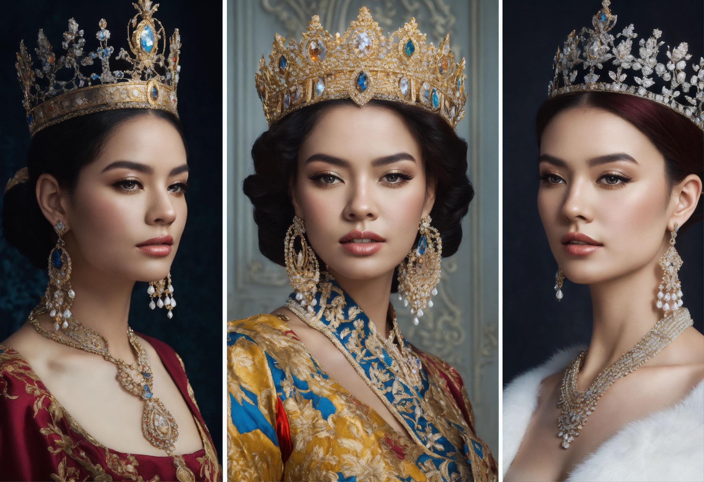 Lexica - Take photos of different queens in reference style,White skin