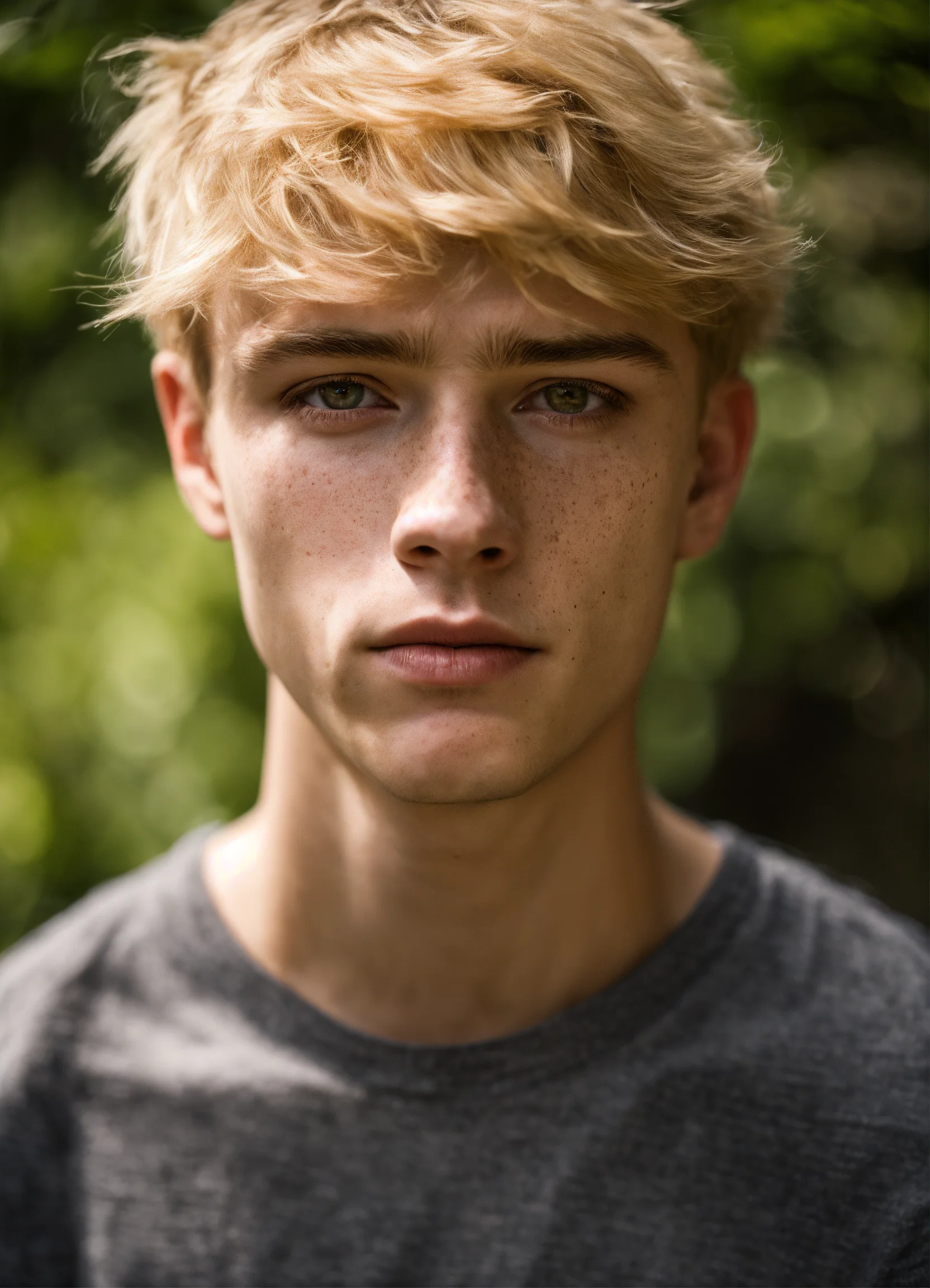 Lexica - Photo of a 20 years old boy with brown eyes, blonde hair ...