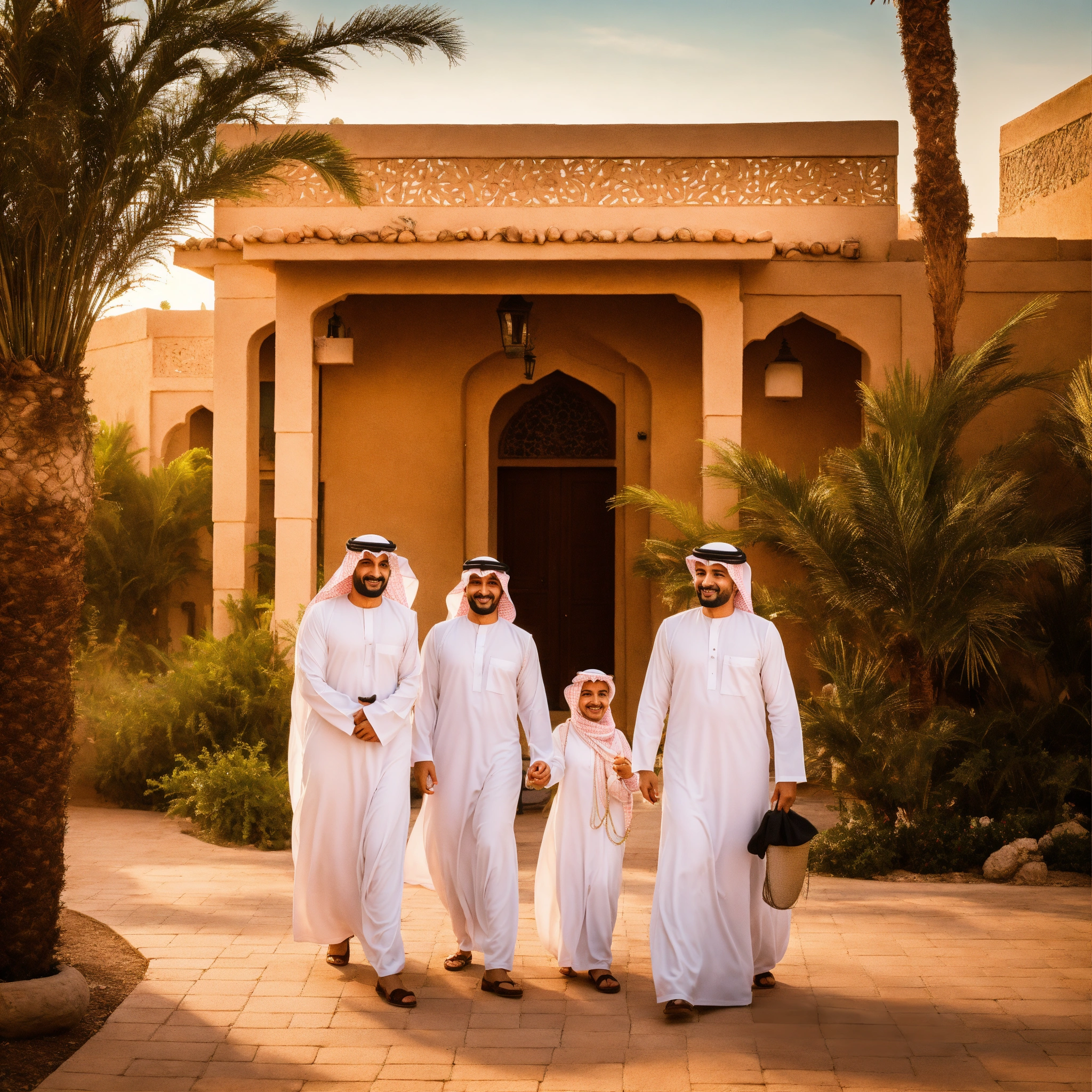 Lexica - Imagine a happy Arabian family, dressed in traditional attire ...