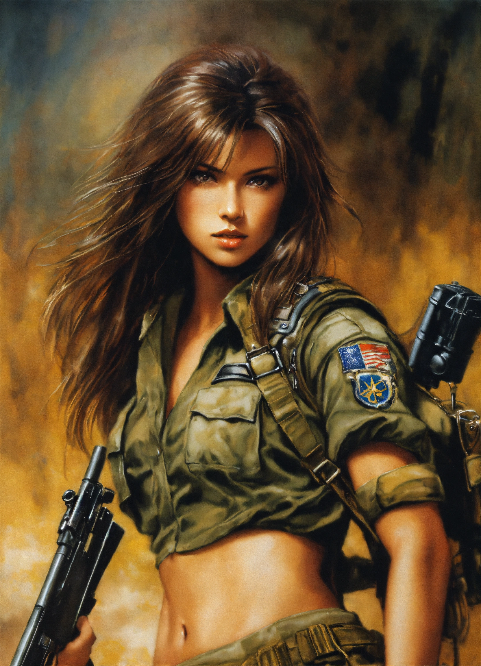 Lexica - Brown hair female malaysian commando with apustaja luis royo
