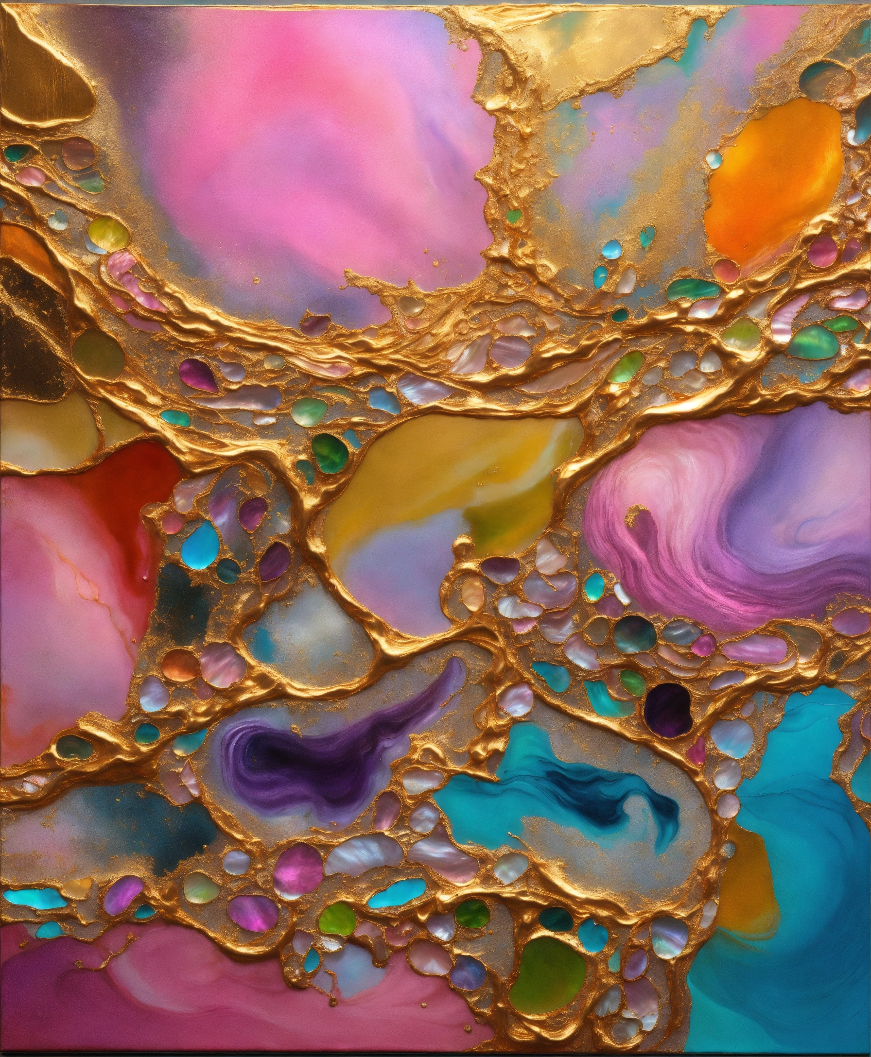 Lexica - Colorful abstract painting oil and water complex complicated ...
