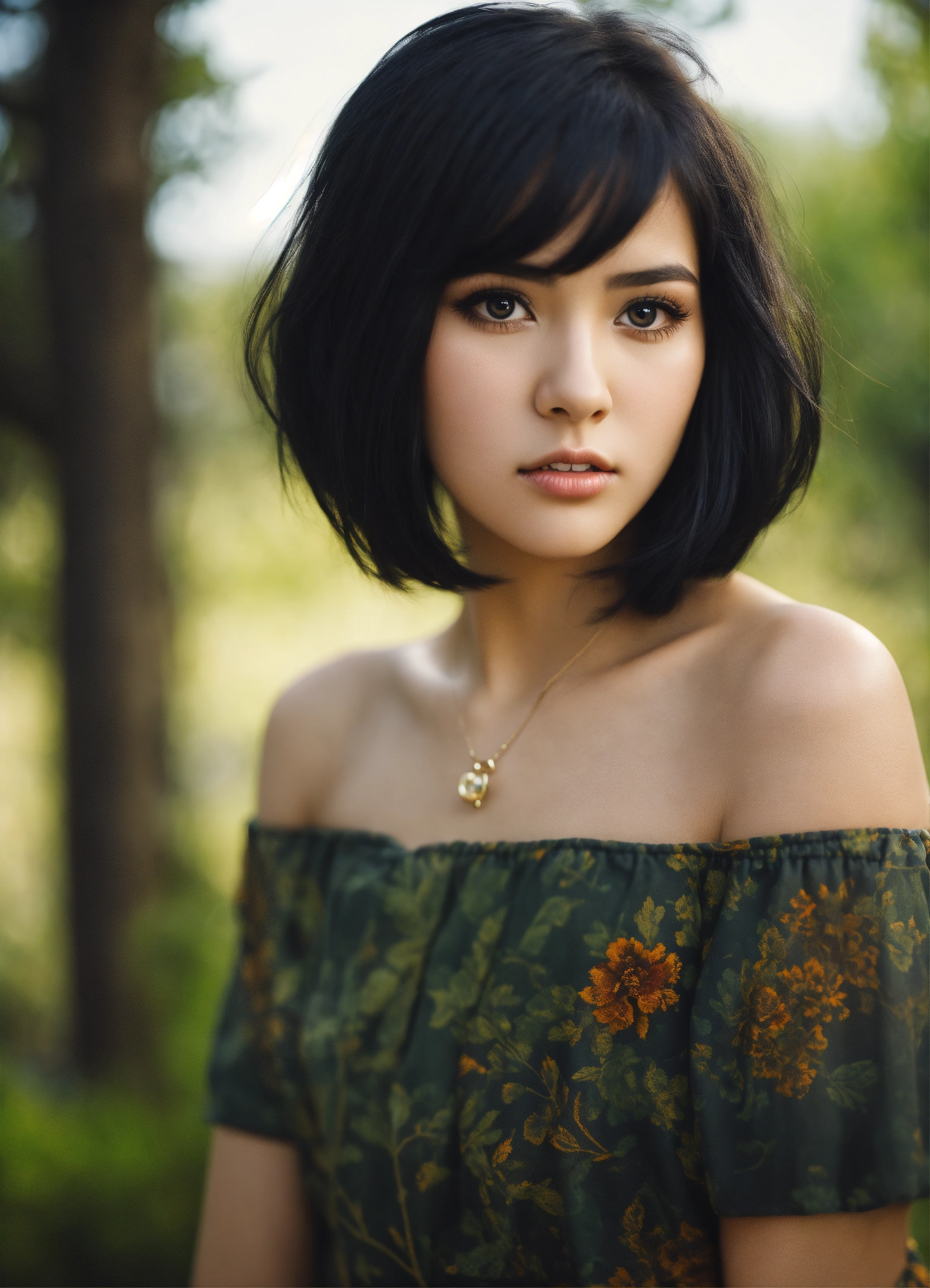 Lexica - Beautiful simple girl with black hair and big eyes