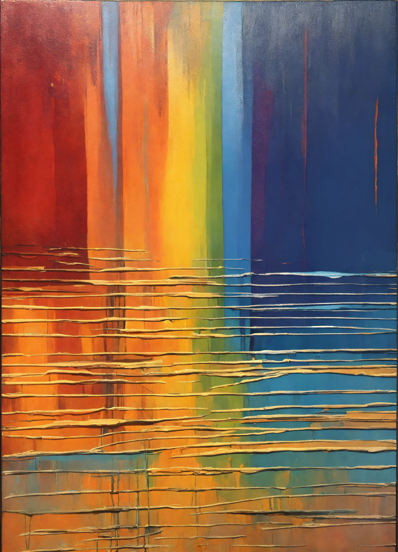 Lexica - Minimalist abstract and original oil painting of a rainbow on ...
