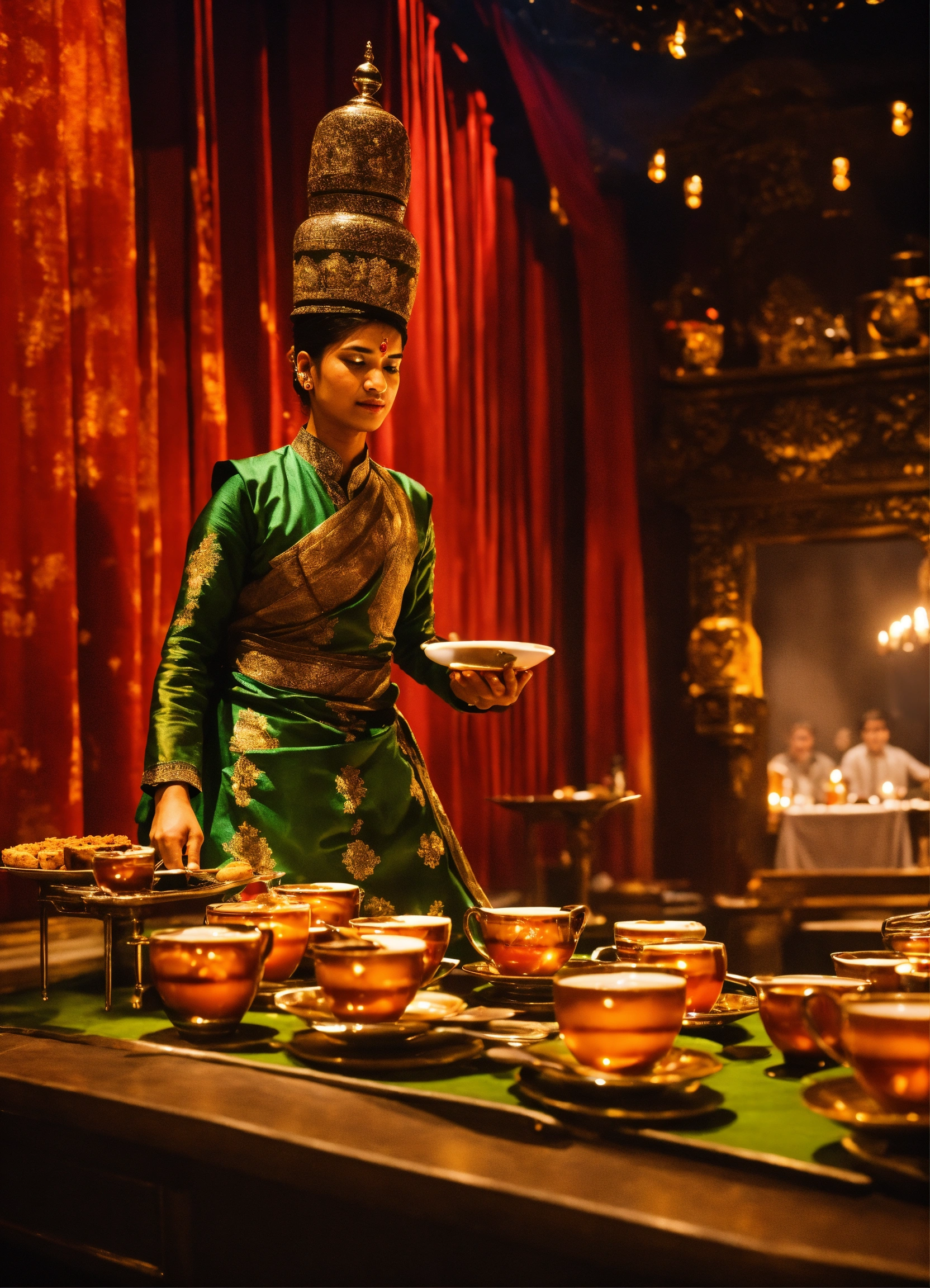 Lexica - Skilled servers pour Chai tea from one cup to another in a ...