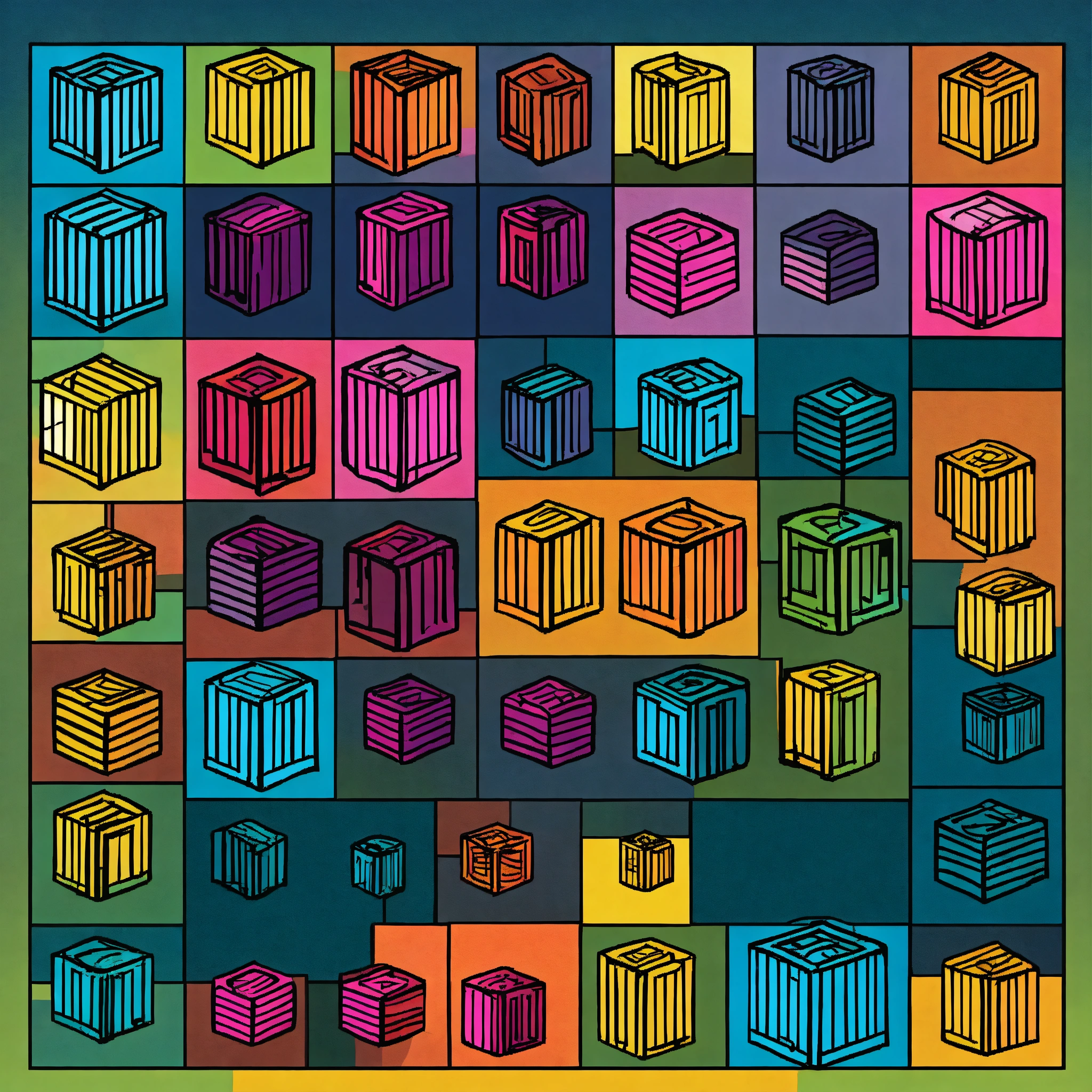 Lexica - Cube lines casual icon many color