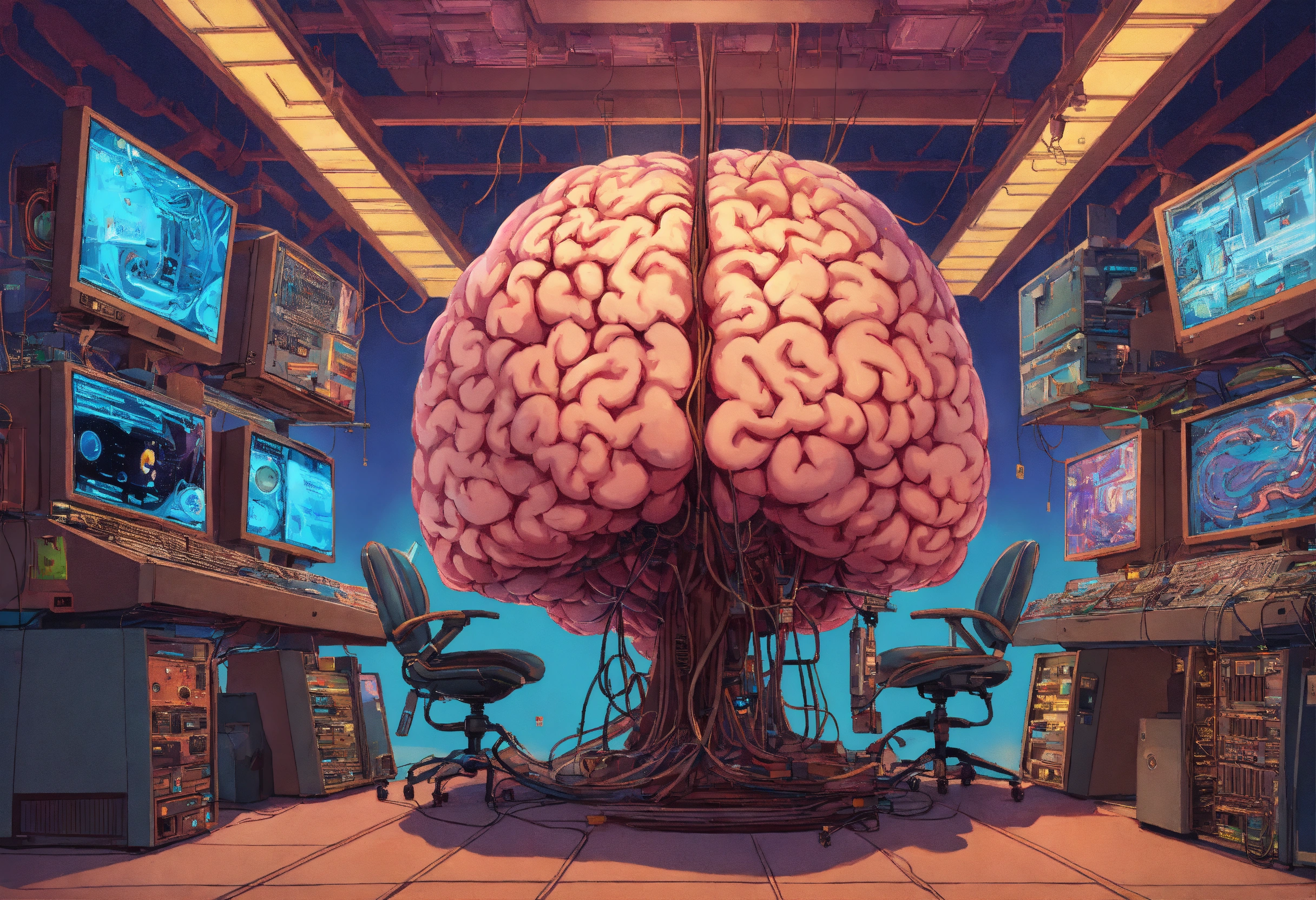 Lexica - Lofi Art from In the center of the room, a colossal human ...