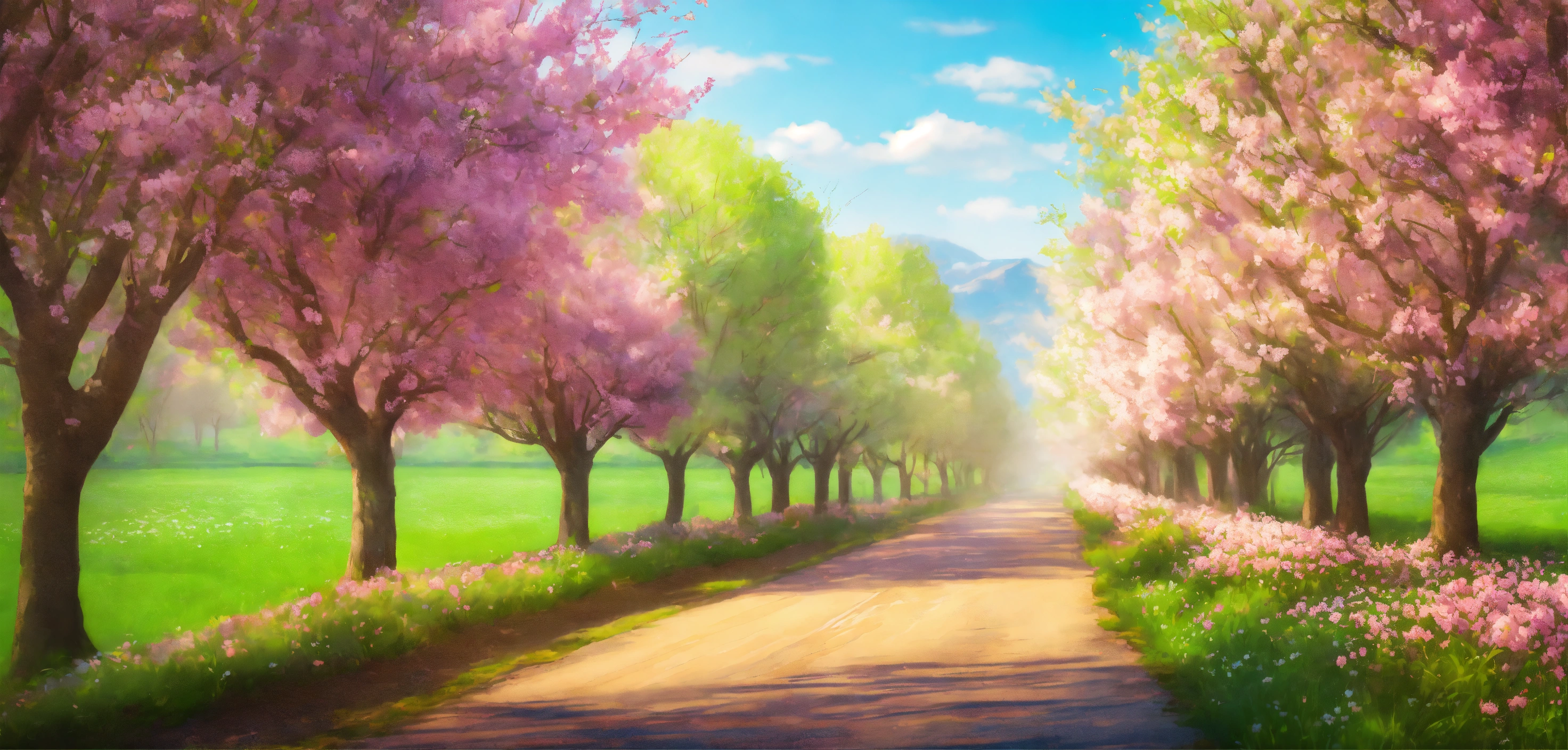 Lexica - A serene and majestic spring landscape scene with a country ...