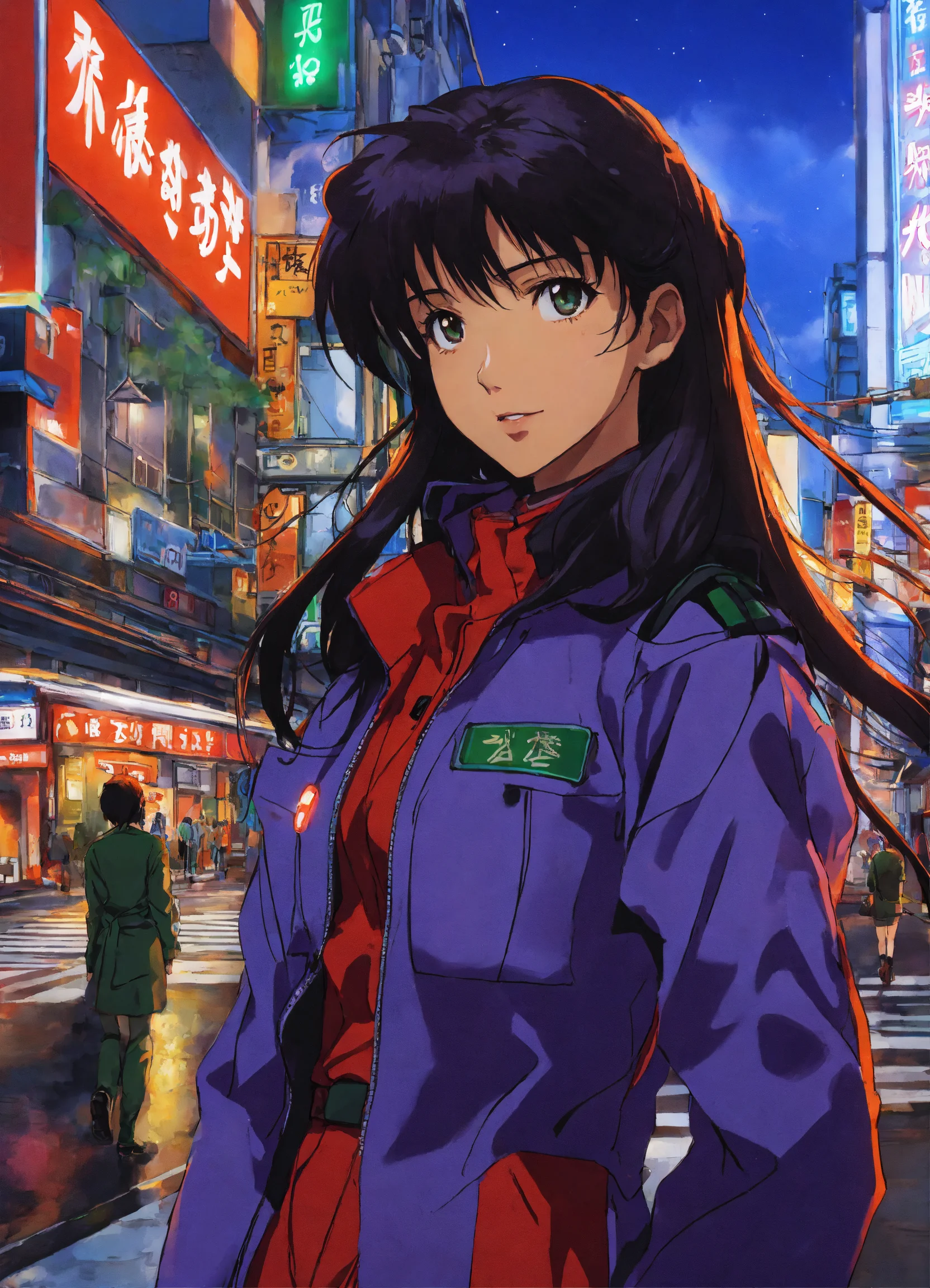 Lexica - Portrait of Misato Katsuragi from Neon Genesis Evangelion, on the  Tokyo-3 streets with lots of scientists, detailed scene, stunning  details,...