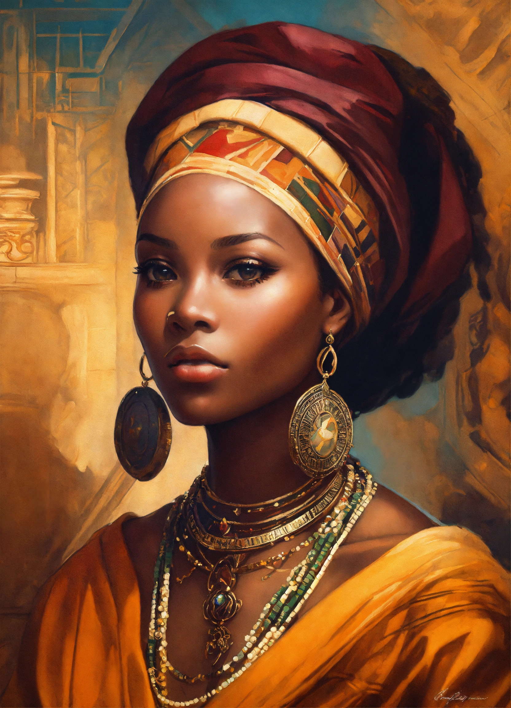 Lexica - A Painting Depicting A Beautiful African Lady In 19th Century 