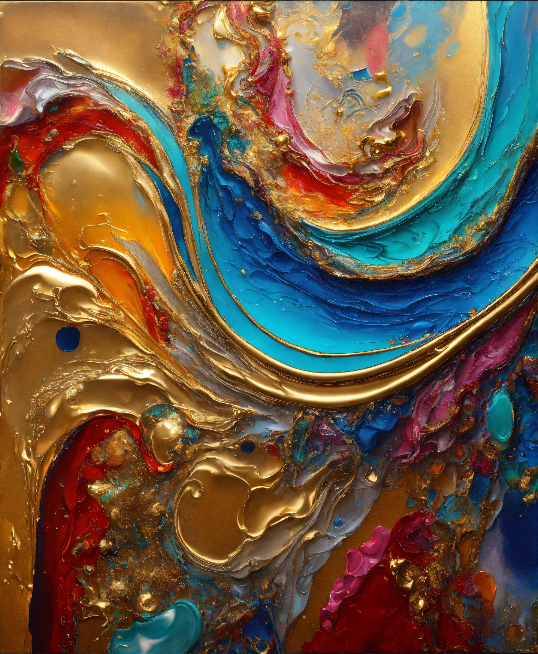 Lexica - Colorful abstract painting oil and water complex complicated ...