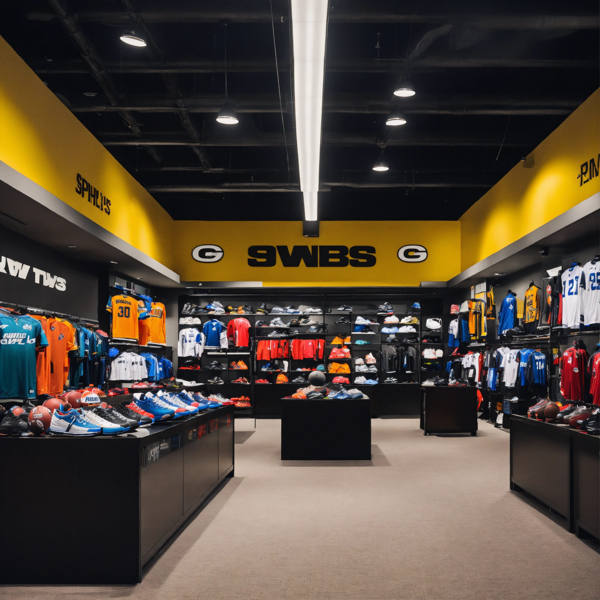Lexica - A photo of a professional sports store. The store is filled ...