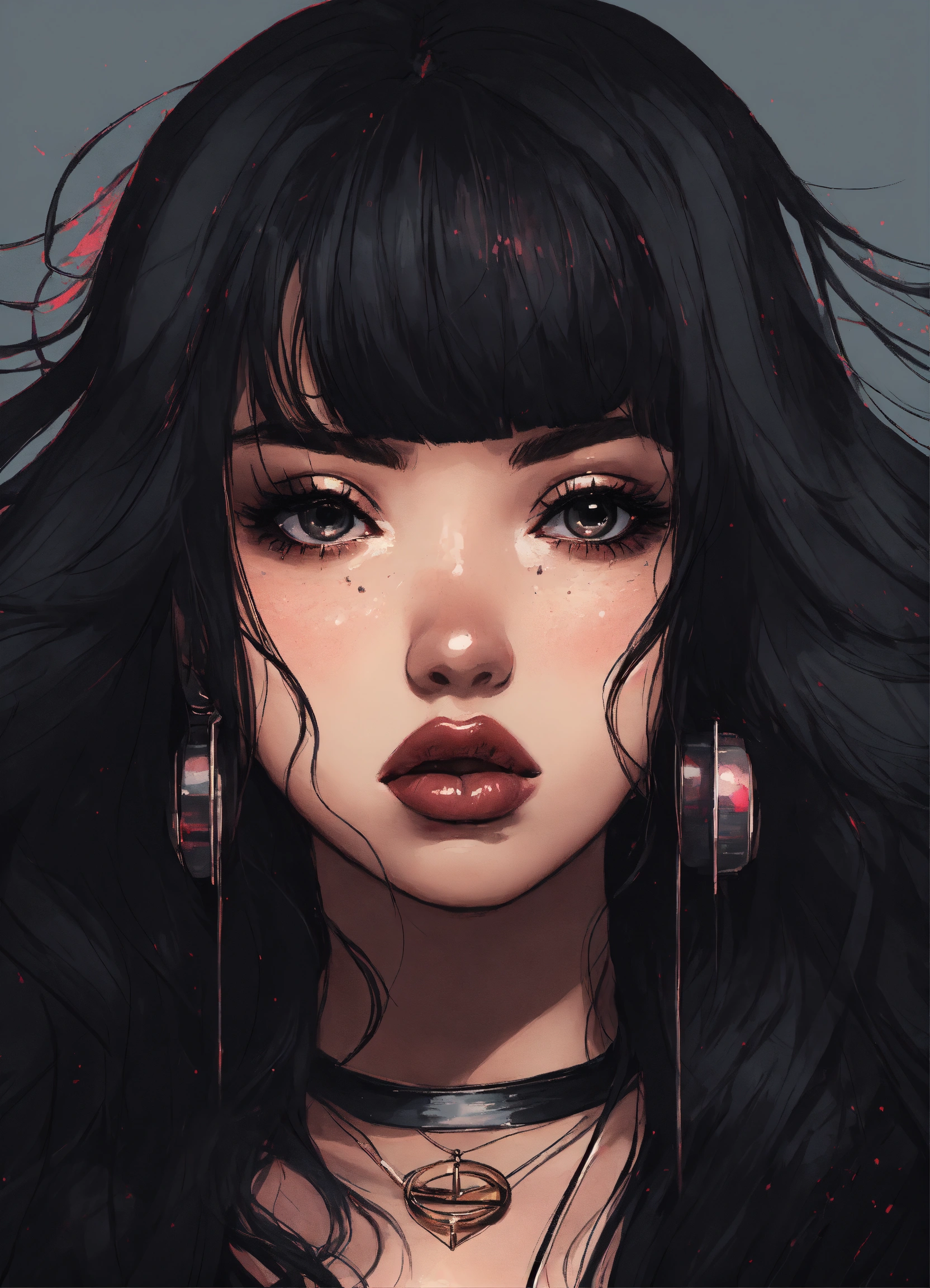 Lexica A logo for a female grunge hip hop artist named Sad Girl Lex black hair larger big