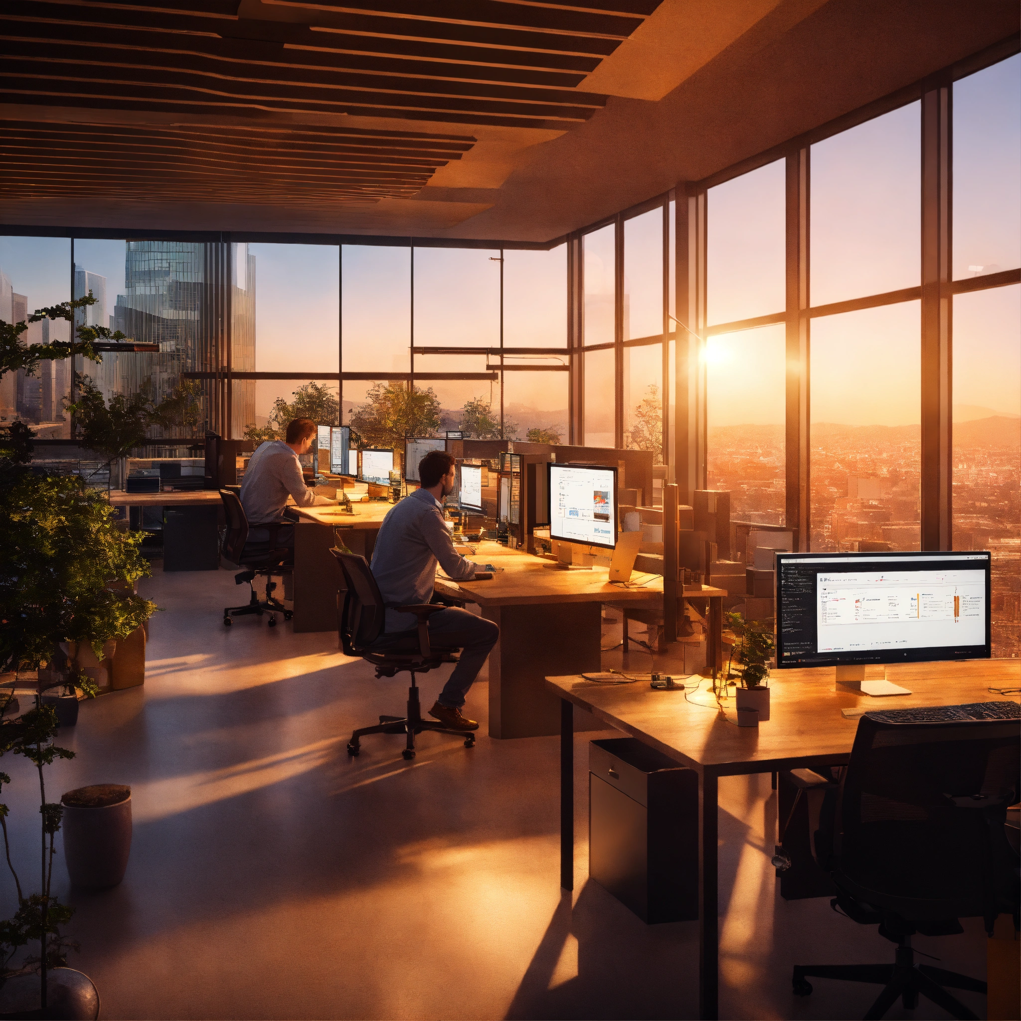Lexica - Ultra realistic bright photo of developers working in a very ...