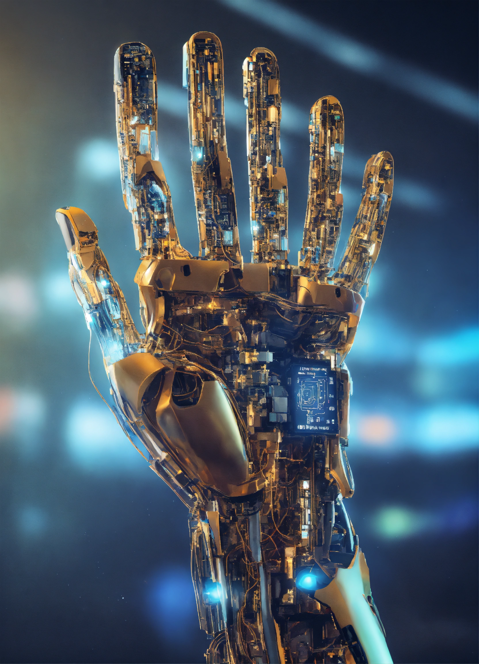 Lexica - Abstract digital hand with finger, artificial intelligence and ...