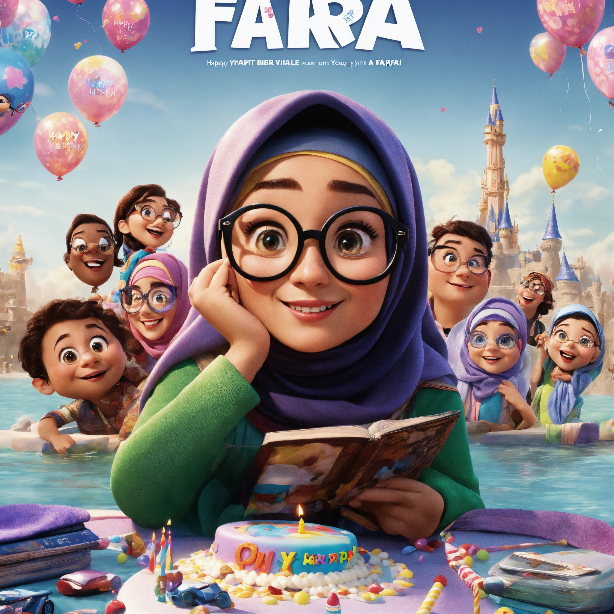 Lexica - Disney pixar film poster, movie tittle fara, happy young woman ...