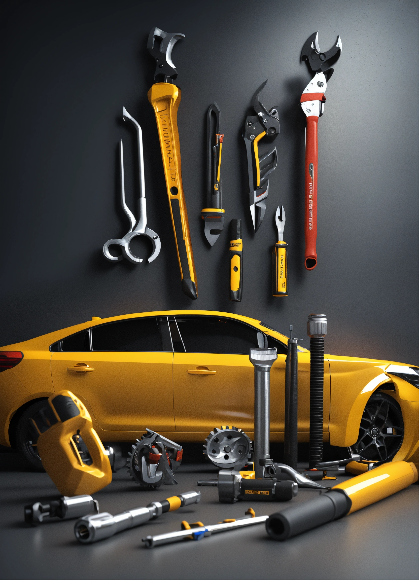 Lexica - Automotive tools floating 3d render