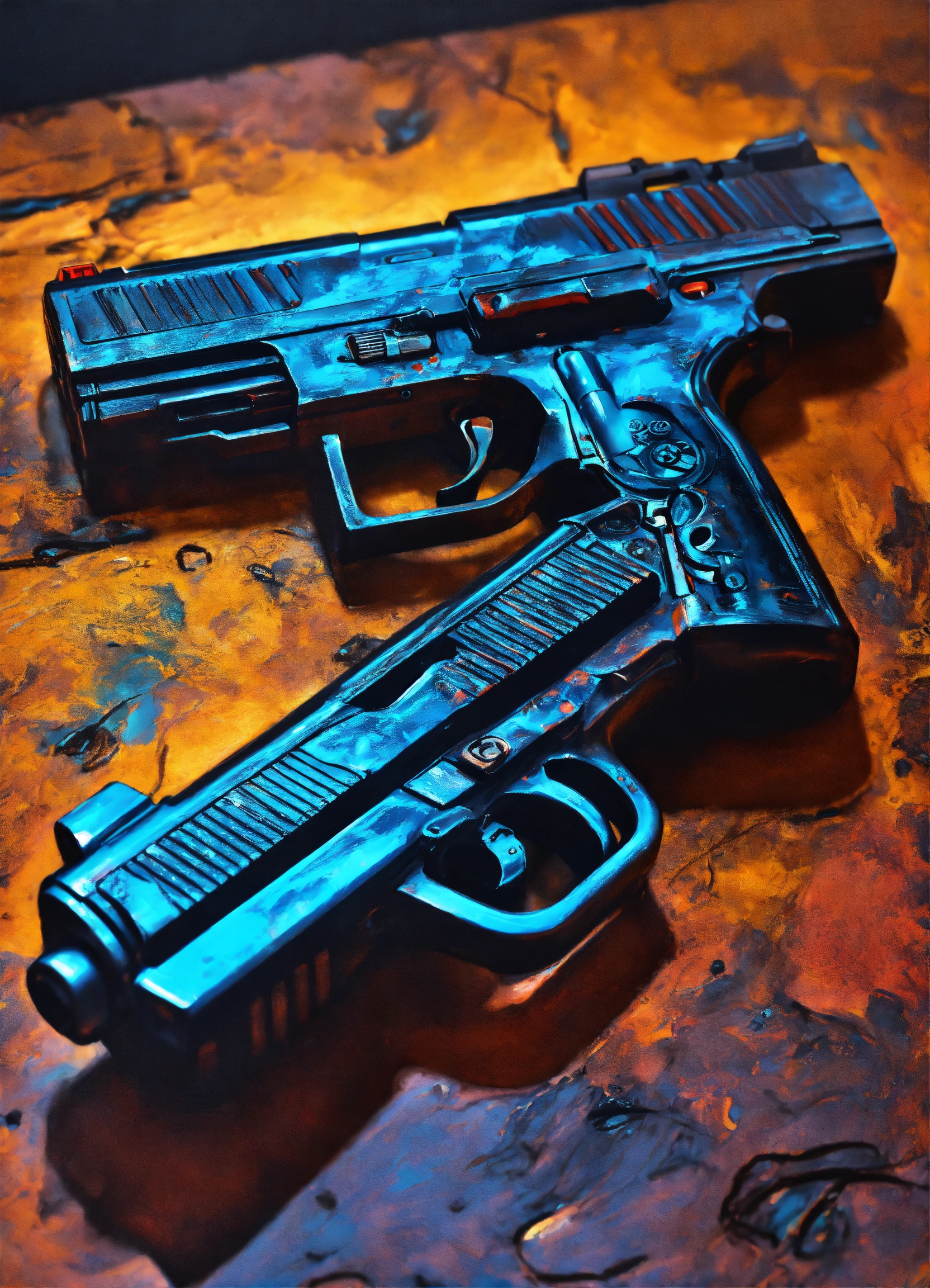 Lexica - Cyberpunk dark black handgun and machine pistol Metalic gun ...
