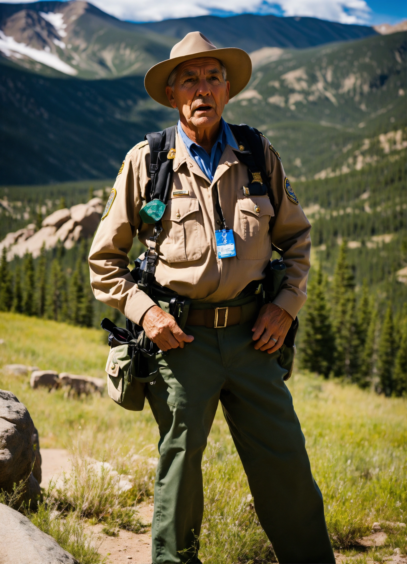 Lexica - Park ranger in Rocky Mountain National Park man old scare ...