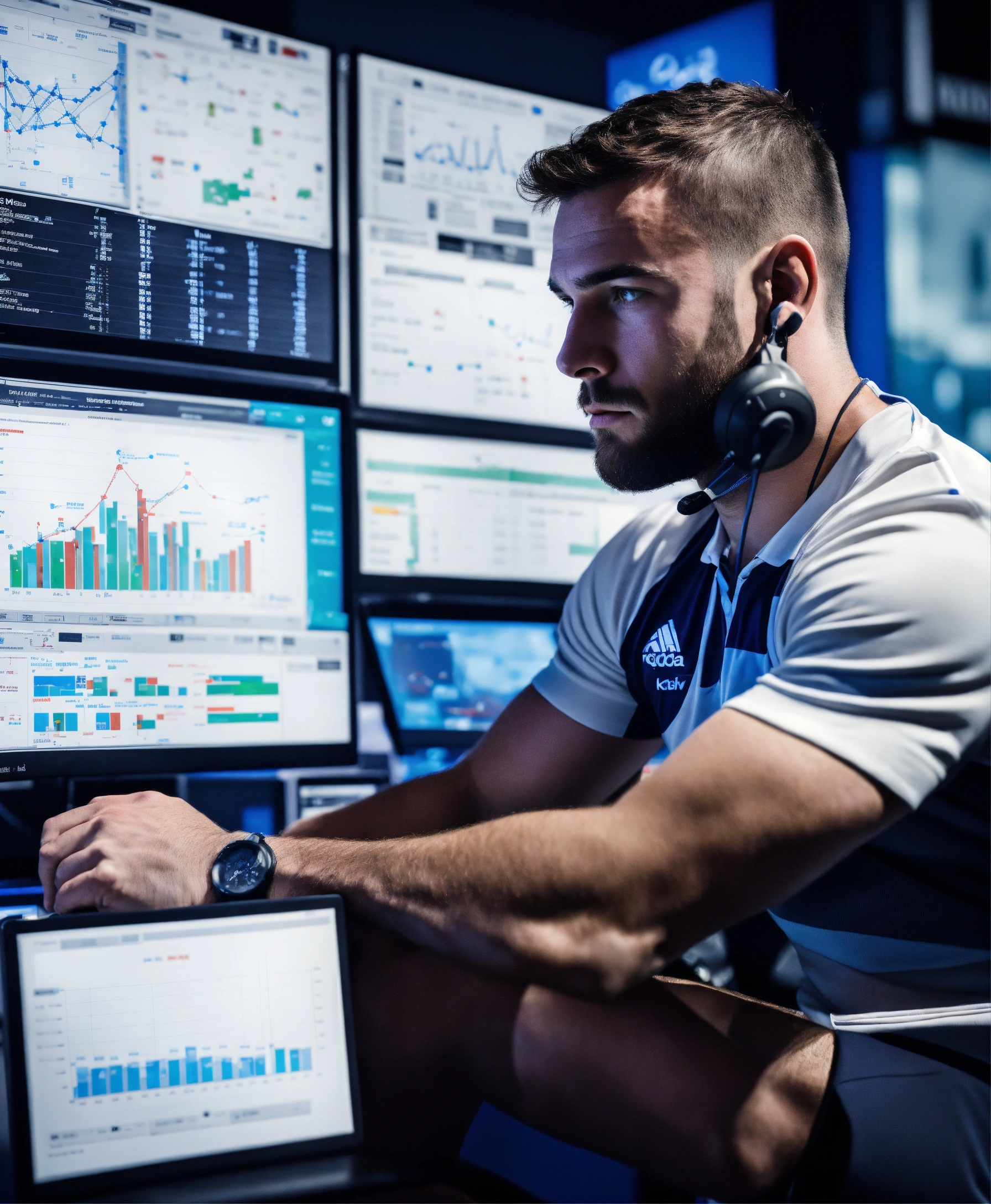 Lexica - Portrait of a french rugby player analyzing statistics from ...