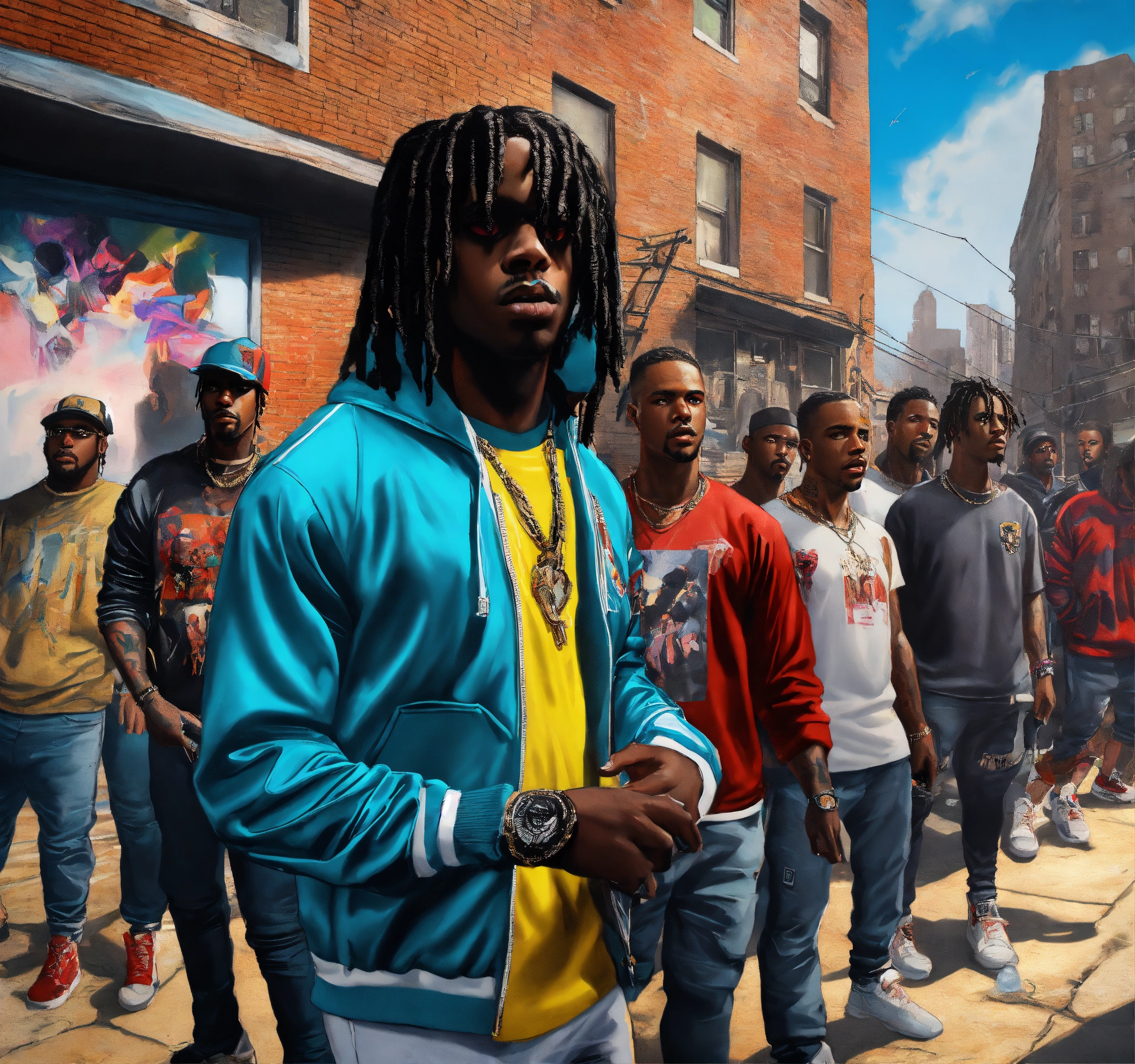 Lexica - Sky view Pop art, hyperrealist full body portrait of black ...