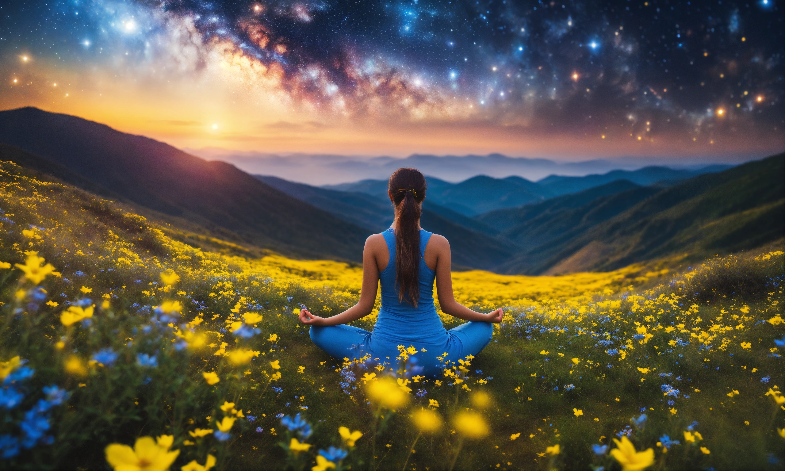 Lexica - Beautiful woman in Meditation posture on a mountain ...