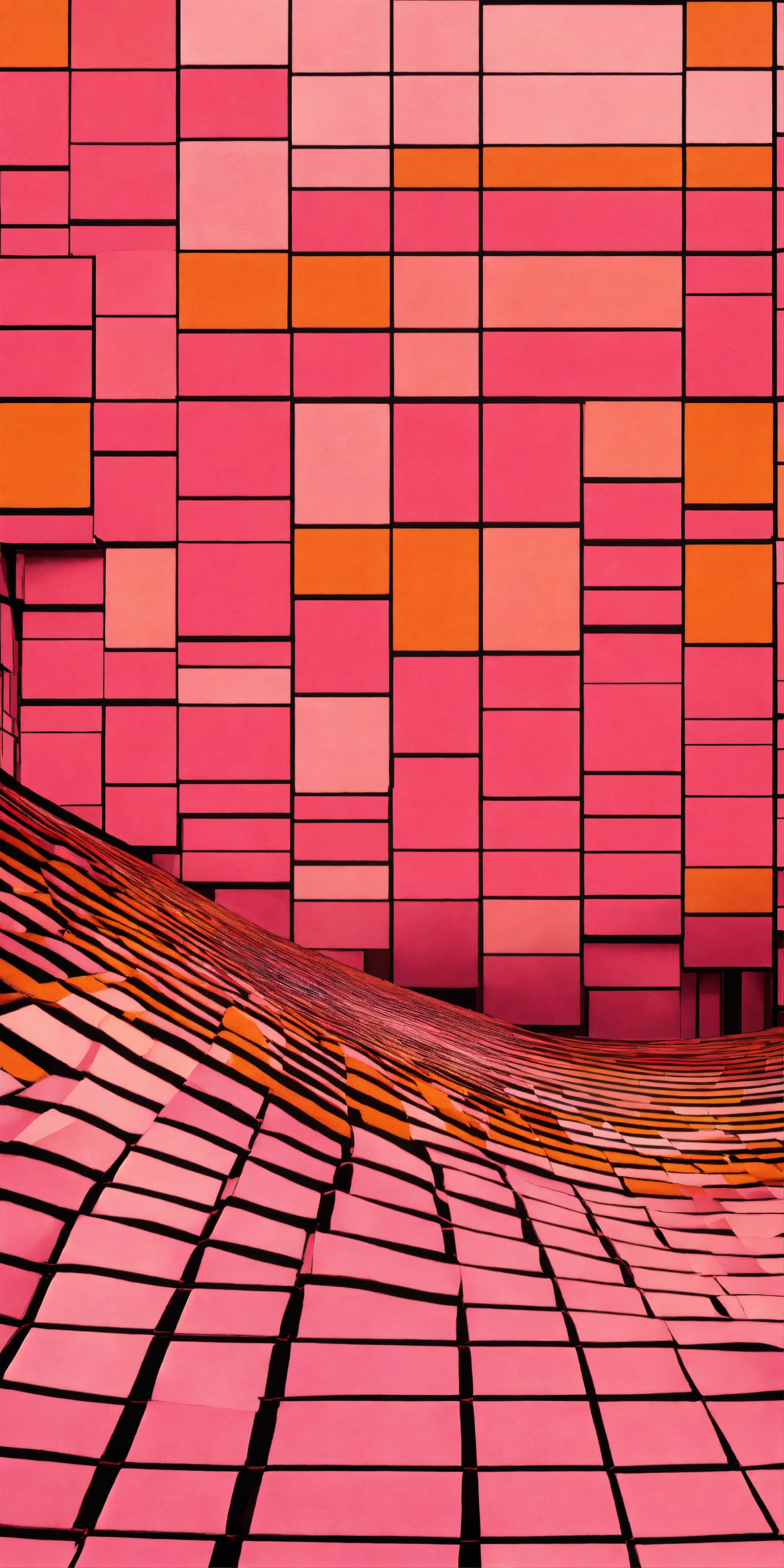 Lexica - Pink and orange large checkerboard geometric pattern, wavy ...