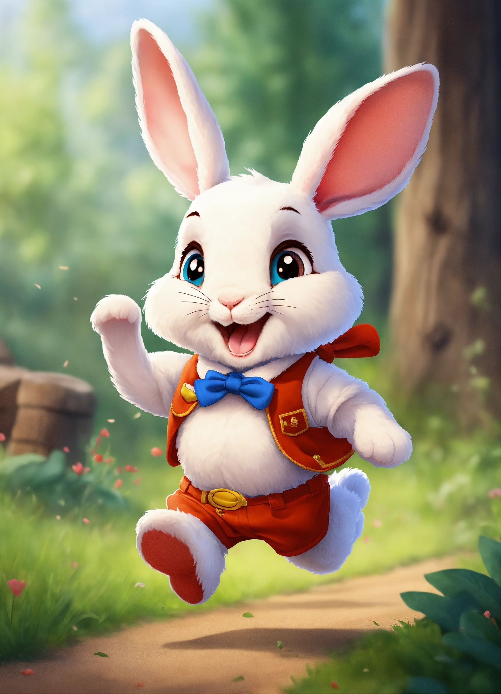 Lexica - Let cartoon cute rabbit running on two legs