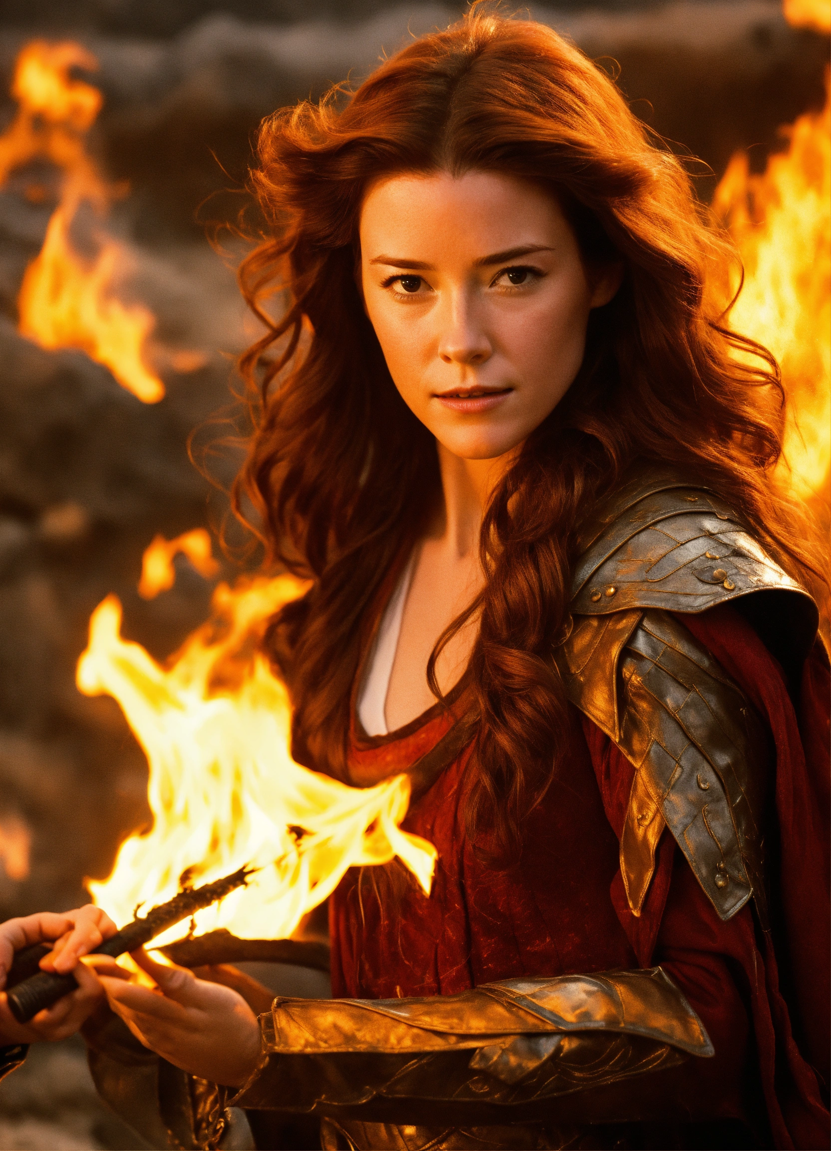 Lexica - Young bridget regan as a fire sorceress