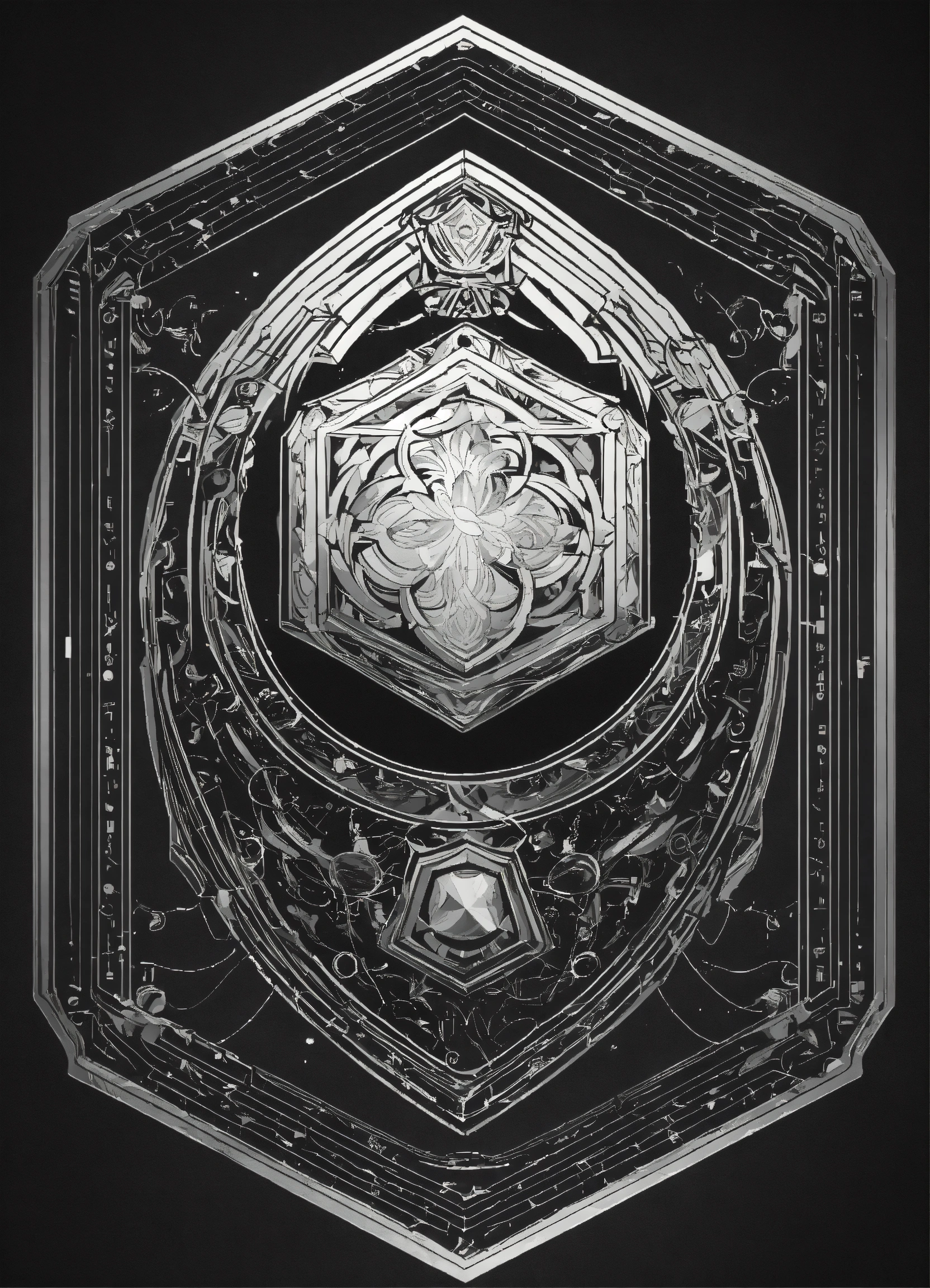 Lexica - Magic shield rectangular shape, vector, monochrome, line art ...